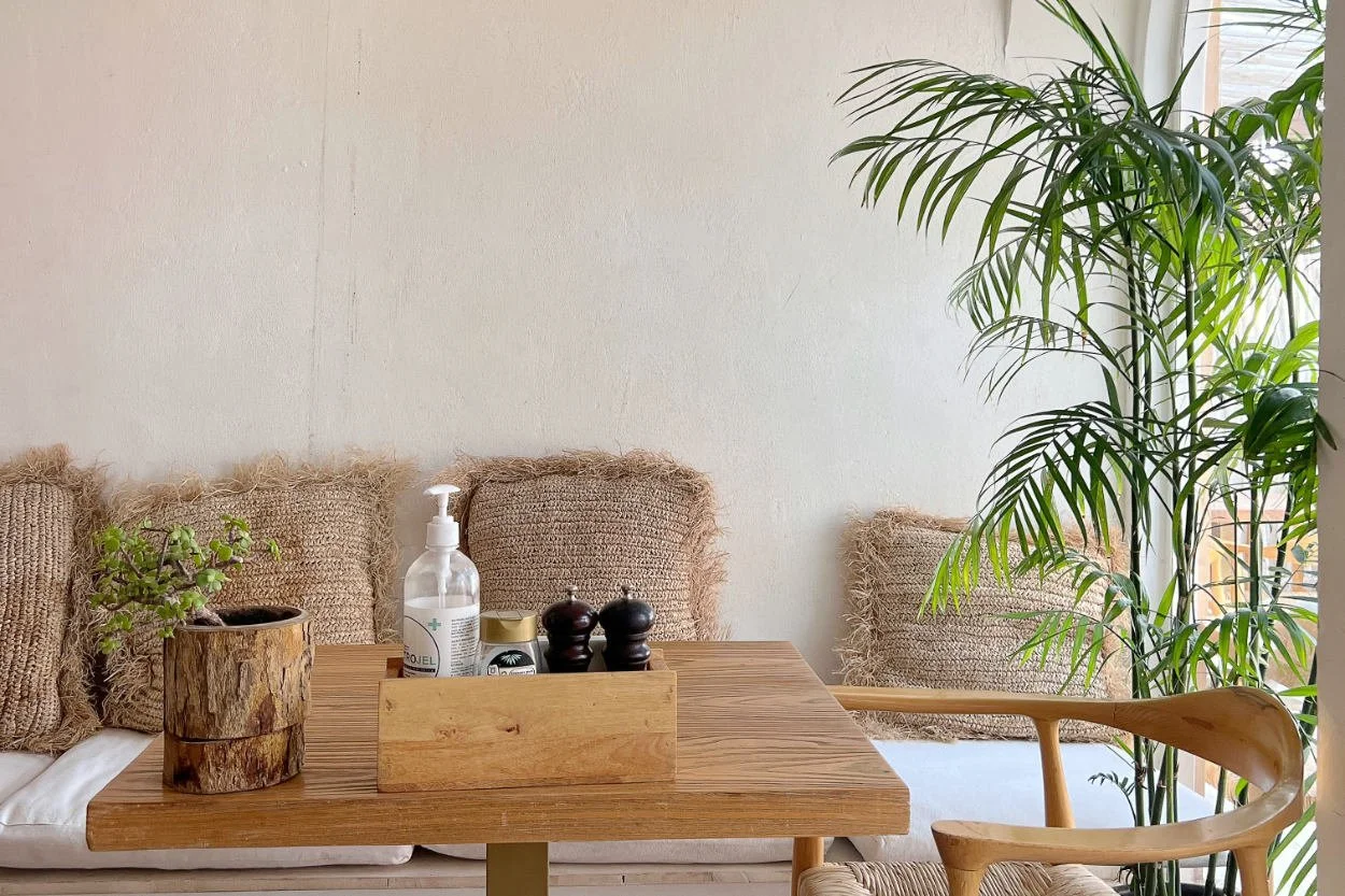 Natural interior materials including wood and lime plaster supporting healthy indoor air
