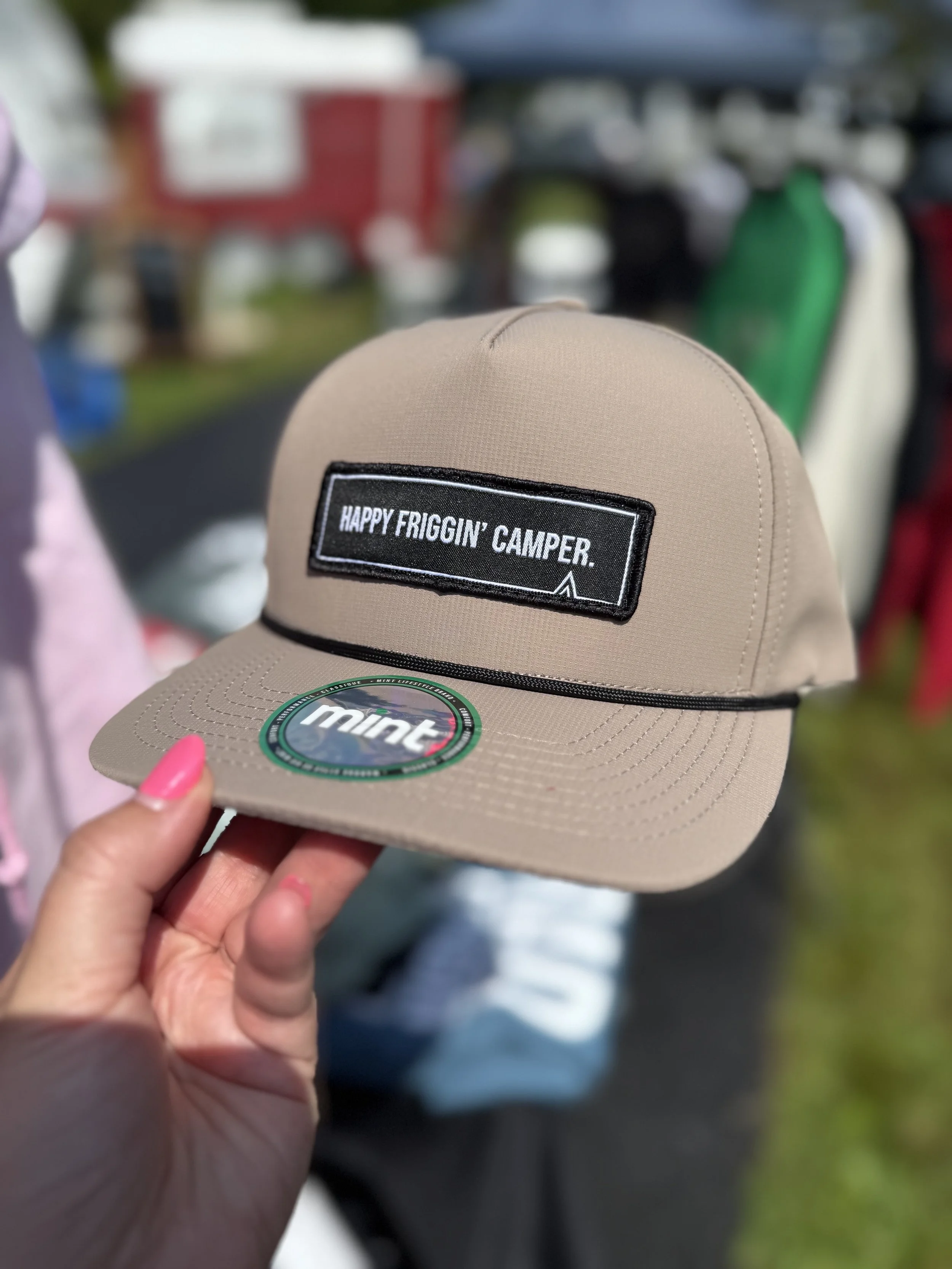 PICK UP ONLY: Happy Friggin' Camper Rope Hat - KHAKI