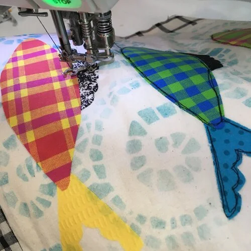 Free-motion Stitching with Black Thread