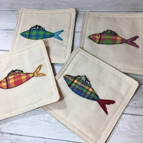 Appliquéd Fish Coasters