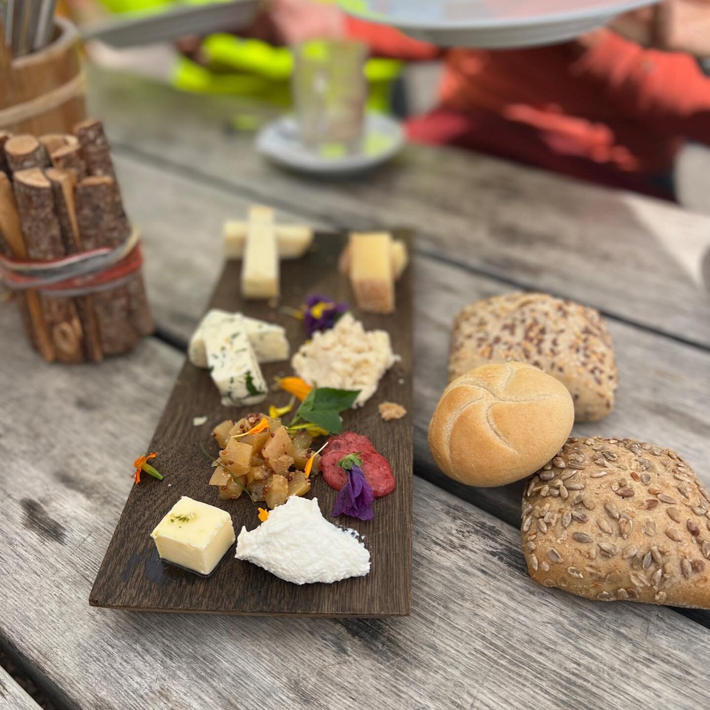 Really it&rsquo;s all about hiking to eat in the #dolomites #italy #sudtyrol #yummy #cheese @gostner_schwaige #hike #hut 📸cred @gojennyo @cambrialiving