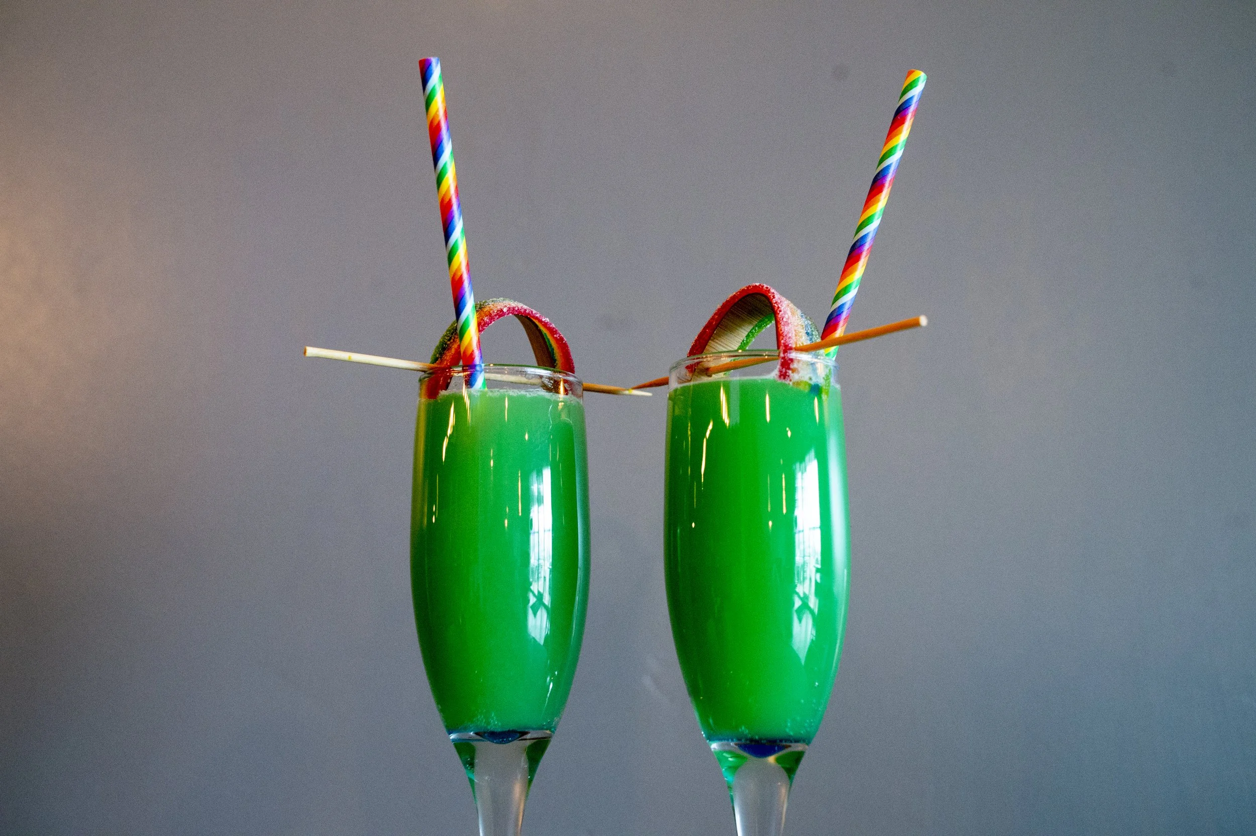 Festive green mimosa in champagne flute Richmond brunch celebration