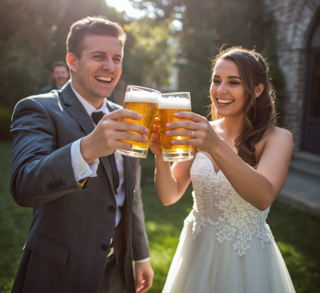 Rehearsal dinner drinks with custom wedding beer Richmond VA