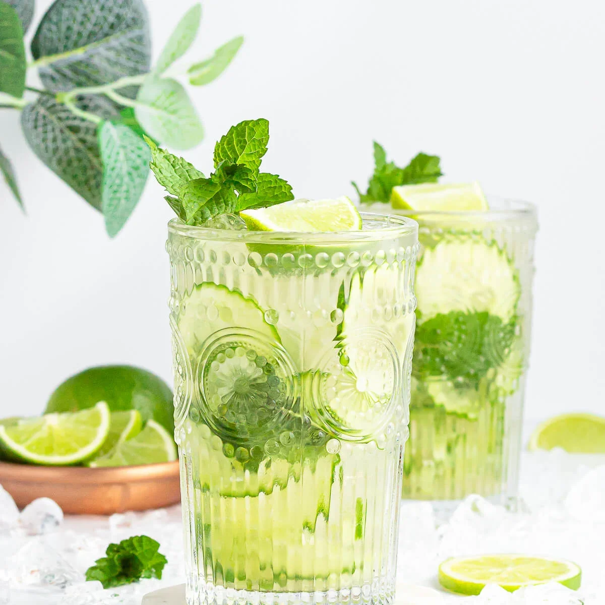 Alcohol-free St. Patrick's Day drink mocktail with muddled mint and club soda