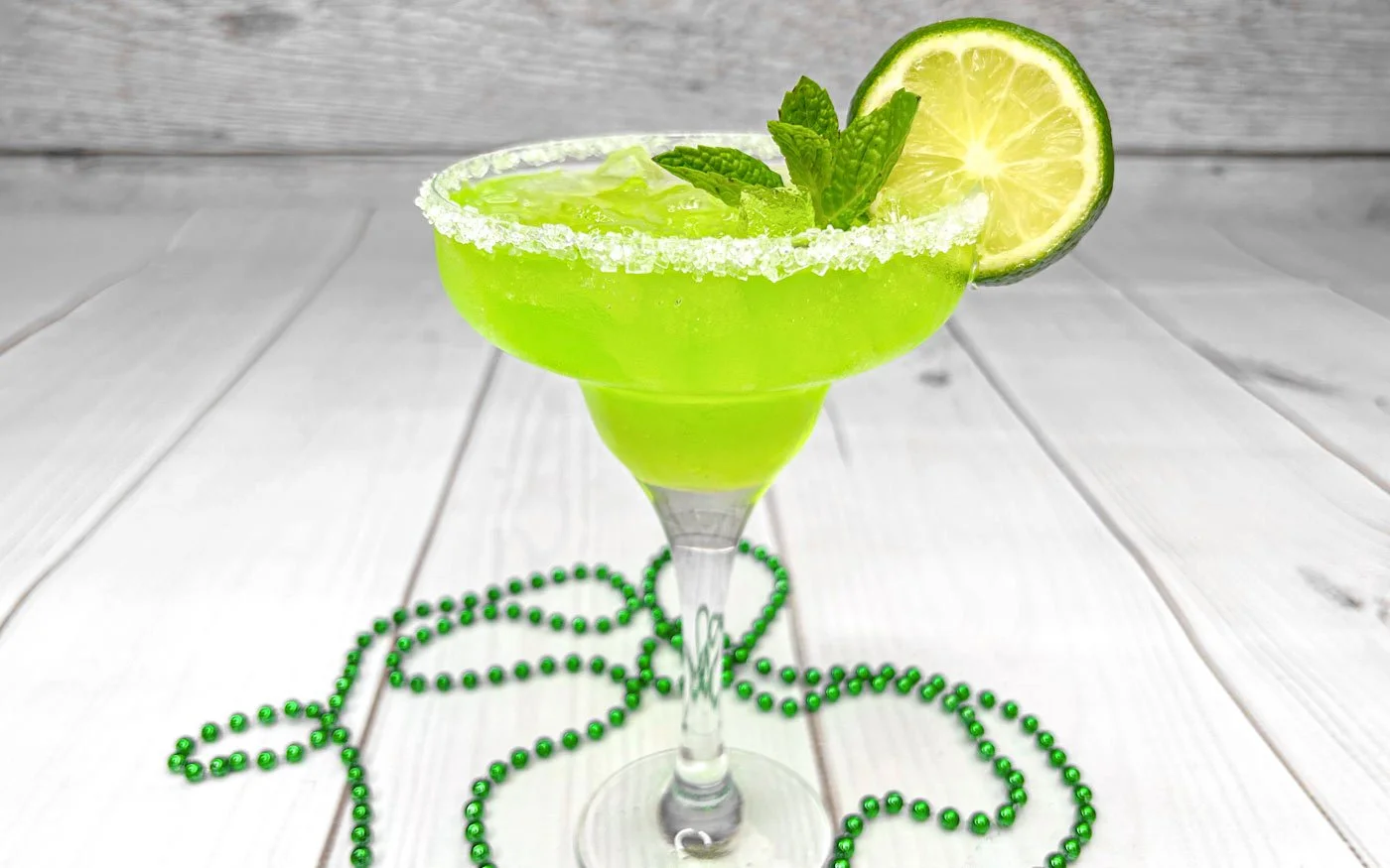 St. Patrick's Day margarita cocktail with tequila and festive green color