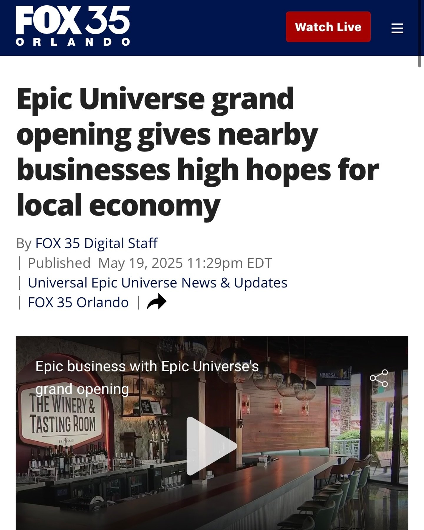 The Winery and Tasting Room is Celebrating the Arrival of Epic Universe! 🚀

Epic Universe is set to bring a whole new wave of excitement to Orlando, and the energy across the city is electric.

We want to give a huge congratulations to the entire Un