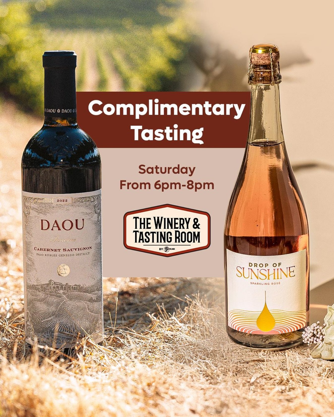 Looking for weekend plans? We&rsquo;ve got just the thing. ☀️

Join us this Saturday from 6&ndash;8 PM at The Winery &amp; Tasting Room for a complimentary summer tasting featuring two refreshing standouts:

🍷 DAOU Cabernet Sauvignon &ndash; bold, r