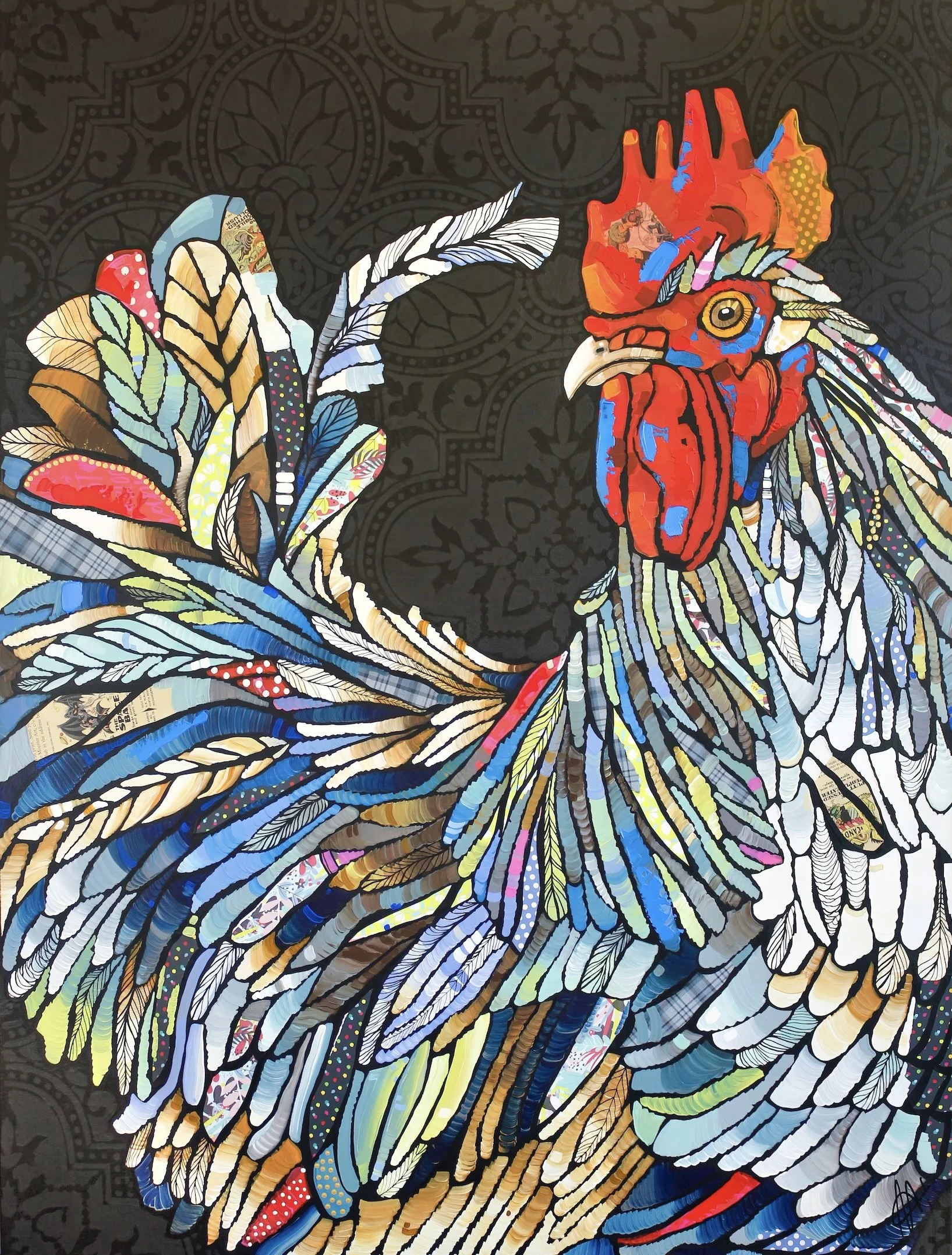 Leather and lace, 48X36 / mixed media 