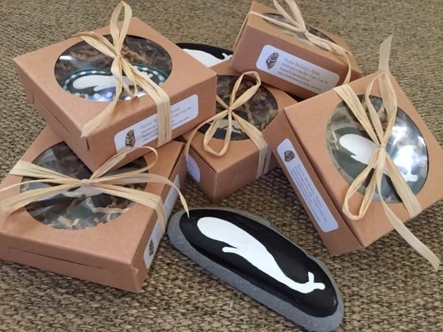 Hand Painted Whale Rocks in perfect little recycled paper gift boxes.
Available for purchase.
Email for inquiry.