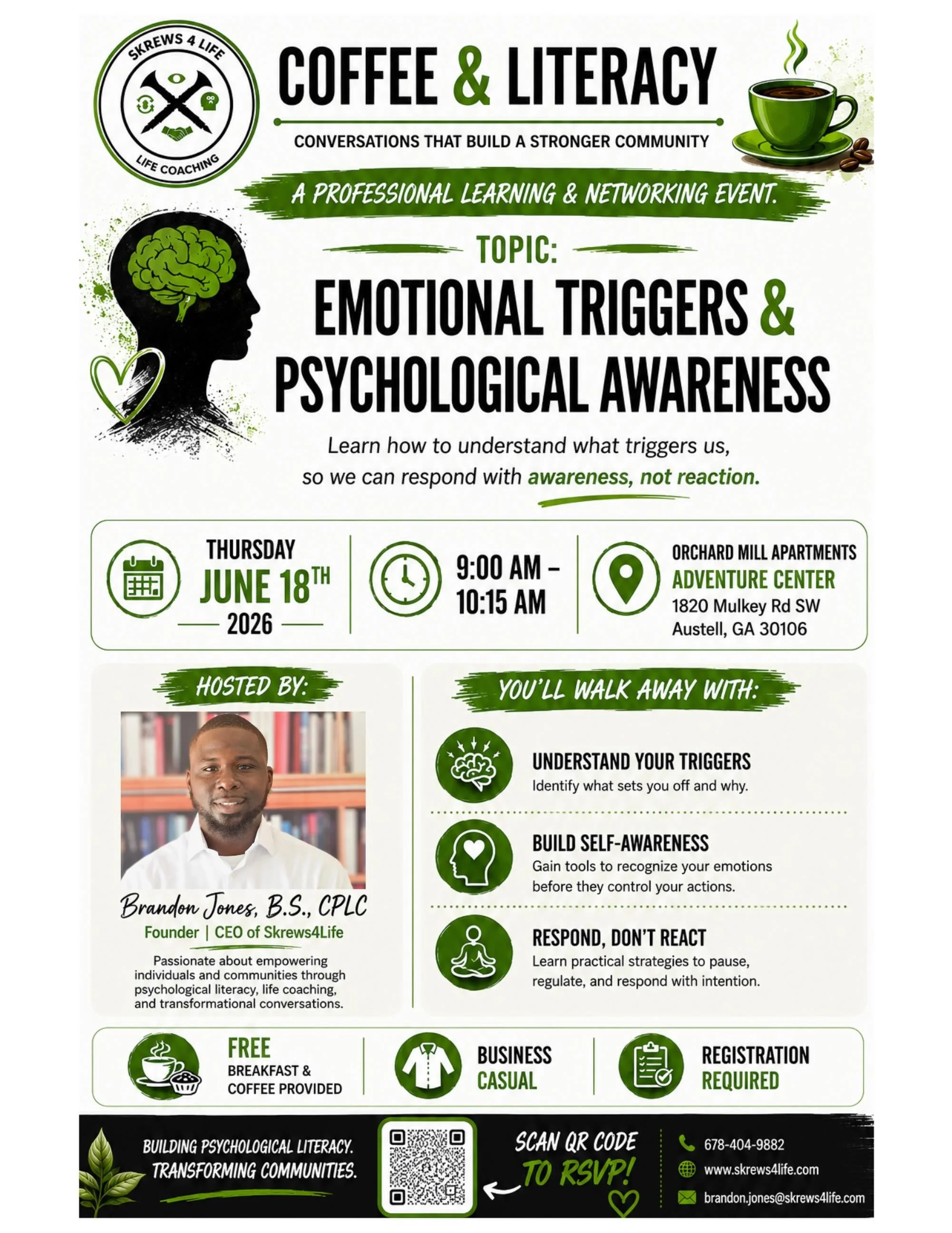 Our Coffee &amp; Literacy Series returns this month as we continue bringing together educators, parents, advocates, and community members for meaningful conversations centered around psychological literacy and community development.

We look forward 
