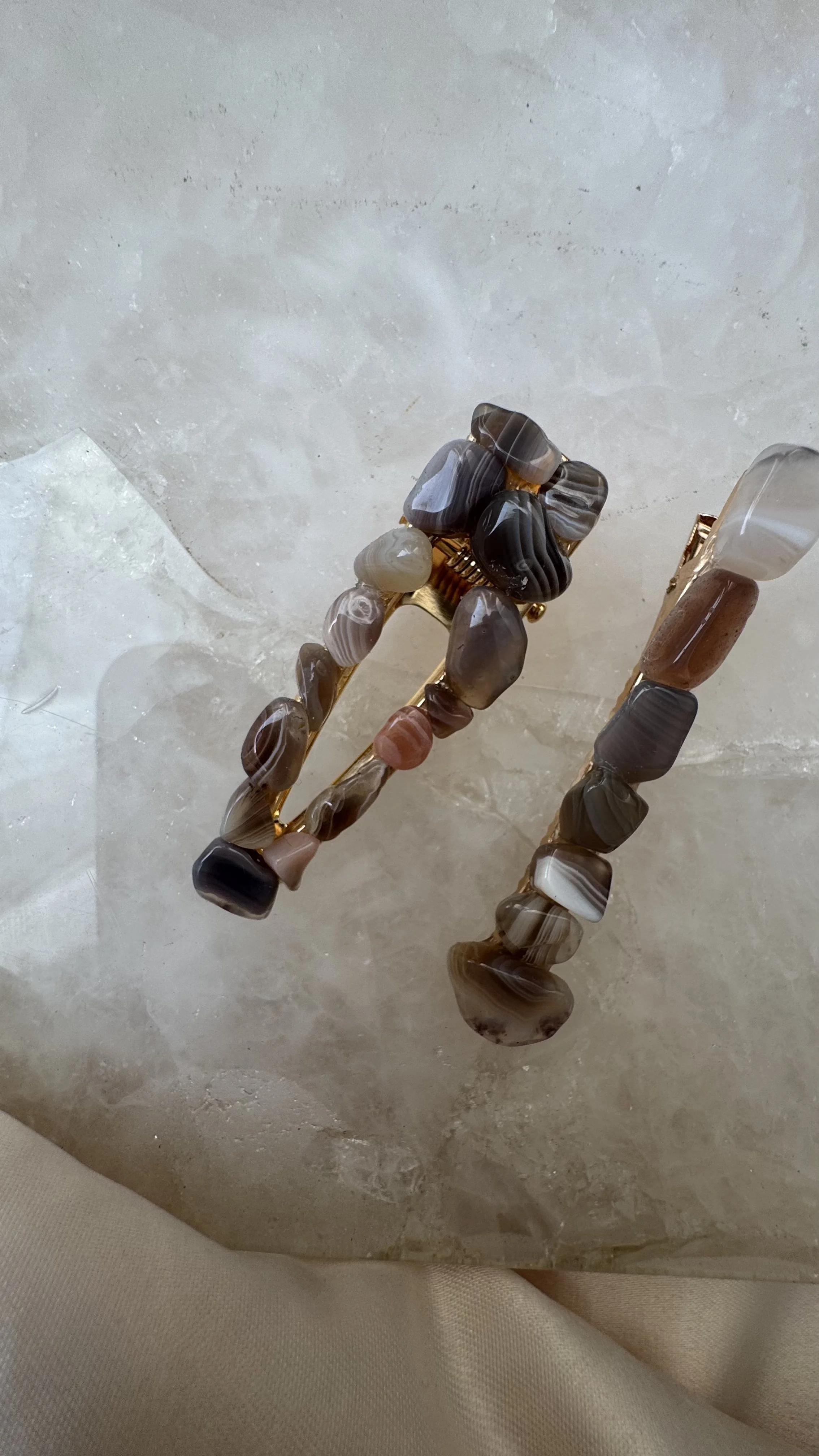 Botswana Agate (Gold Tone)