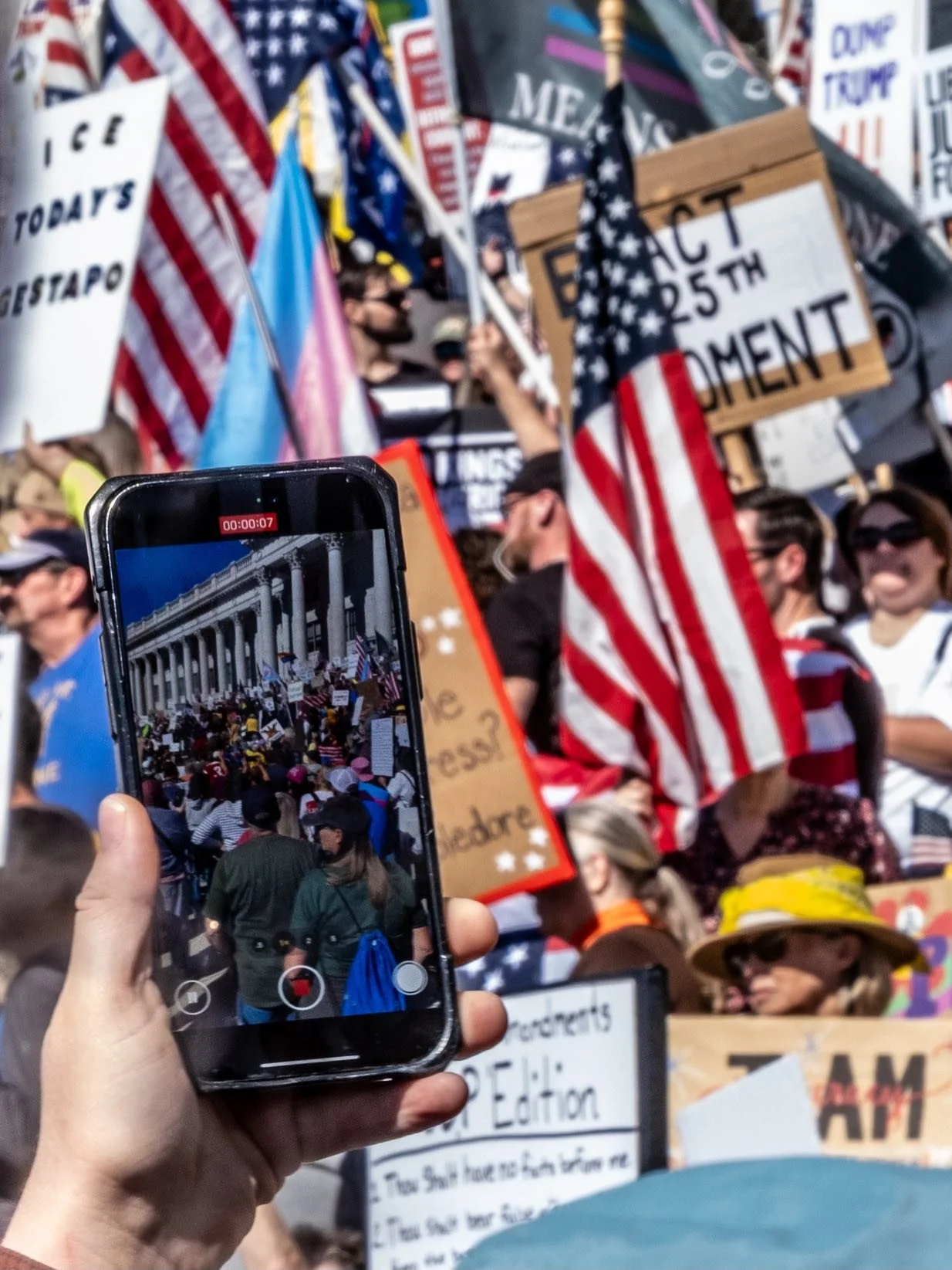 Steve Bannon told us to &ldquo;flood the zone.&rdquo; I don&rsquo;t think this is what he had in mind&mdash;-thousands and thousands of folks today flooding the lawn in front of the #utahstatecapitol !! The density of people and signs and joy and #re