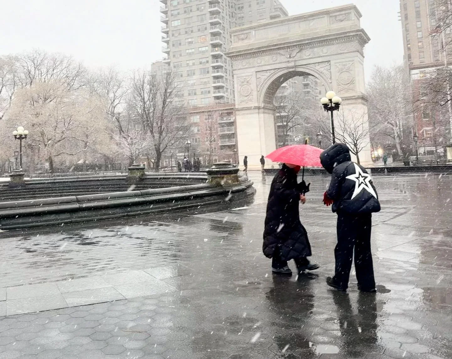 On a visit to #newyorkcity to do cool New York stuff, we managed to encounter the &ldquo;Blizzard of &lsquo;26!&rdquo; Here in #washingtonsquarepark the storm is just getting going. This morning, this is the #westsidehighway with nary a single car! #