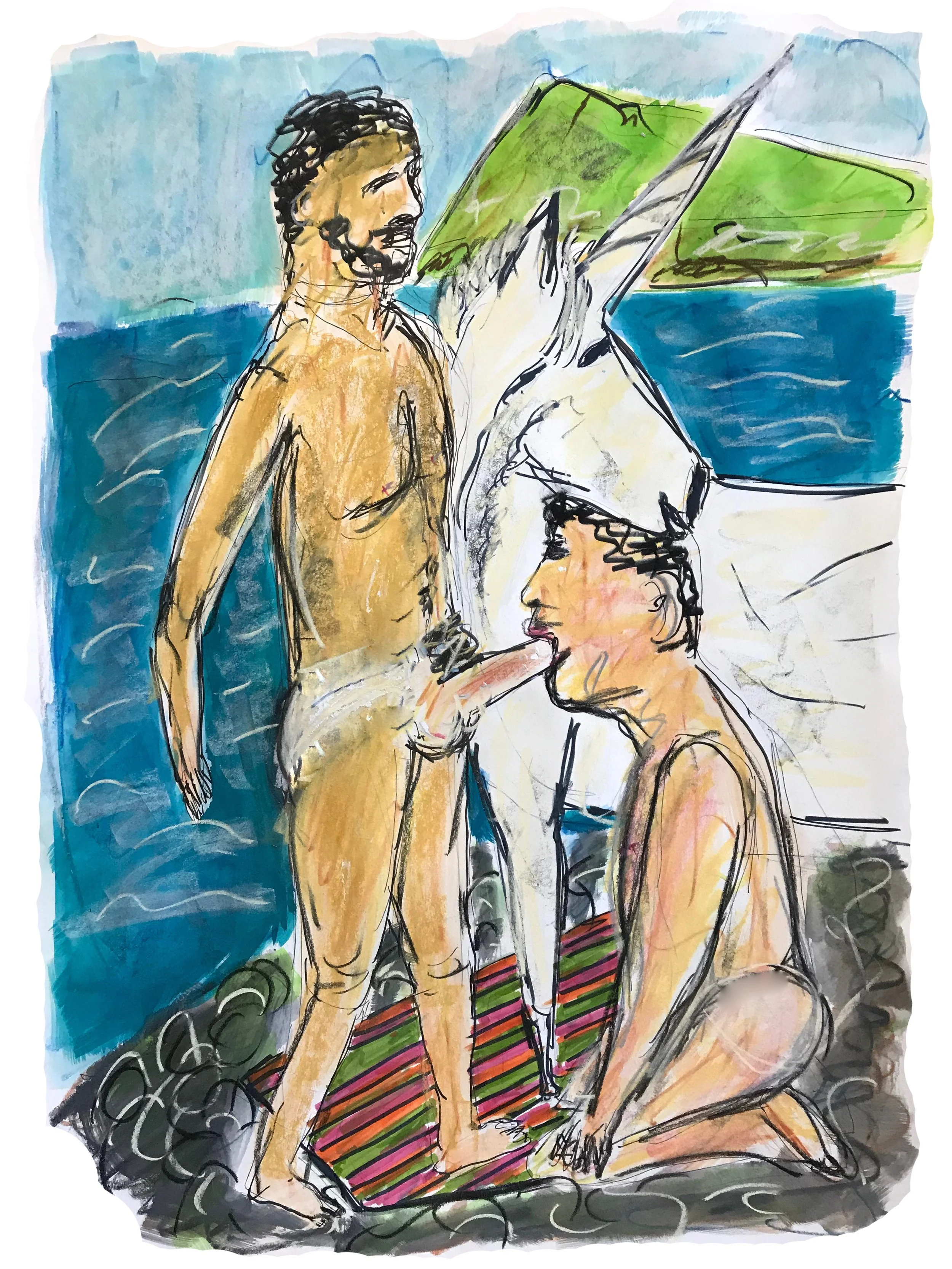 unicorn on rocky shore.JPG