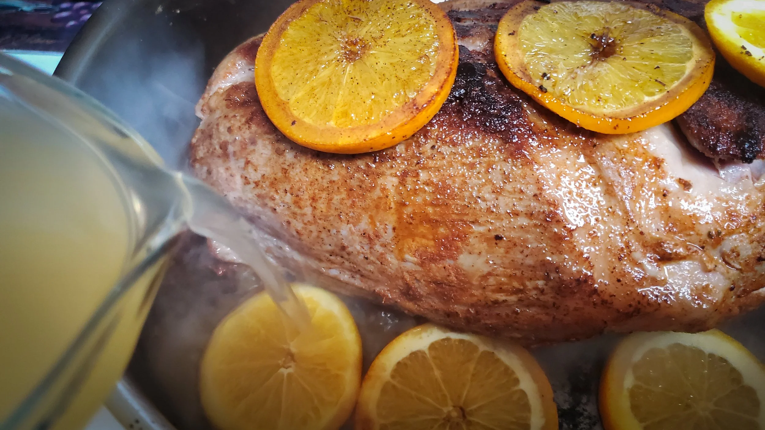 deglazing pan with stock