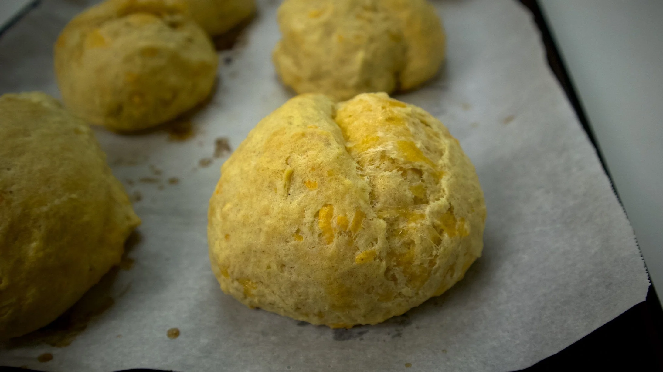 Easy, homemade 3 ingredient cheddar biscuits