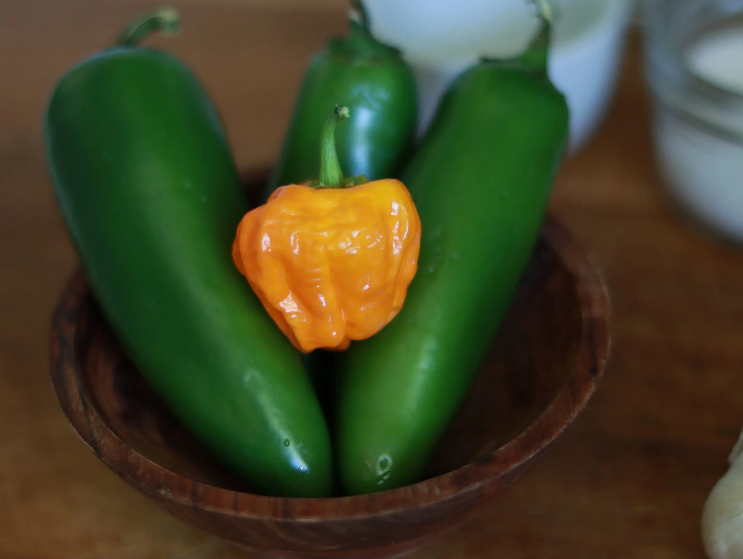 raw peppers for the spicy butter