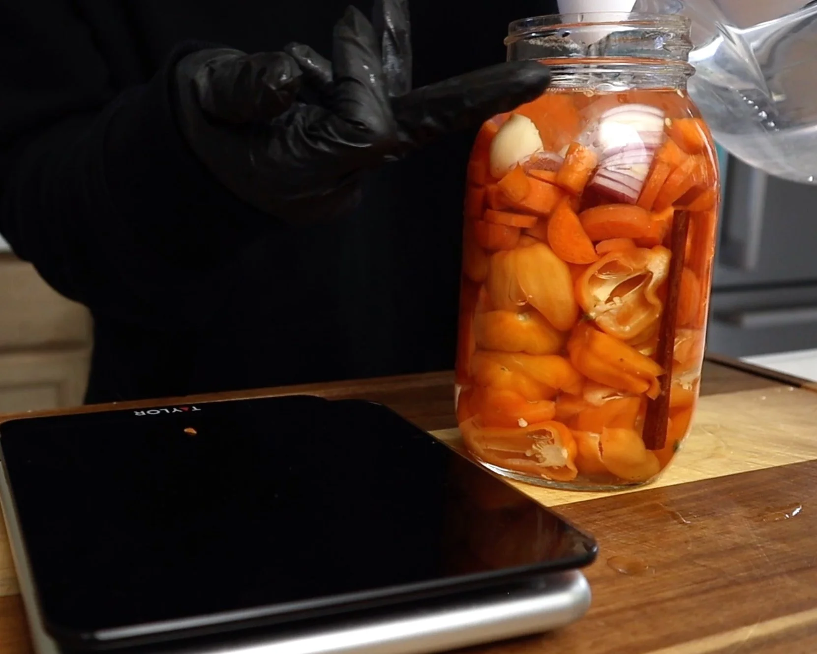 fill jar with water solution up to the neck of the jar