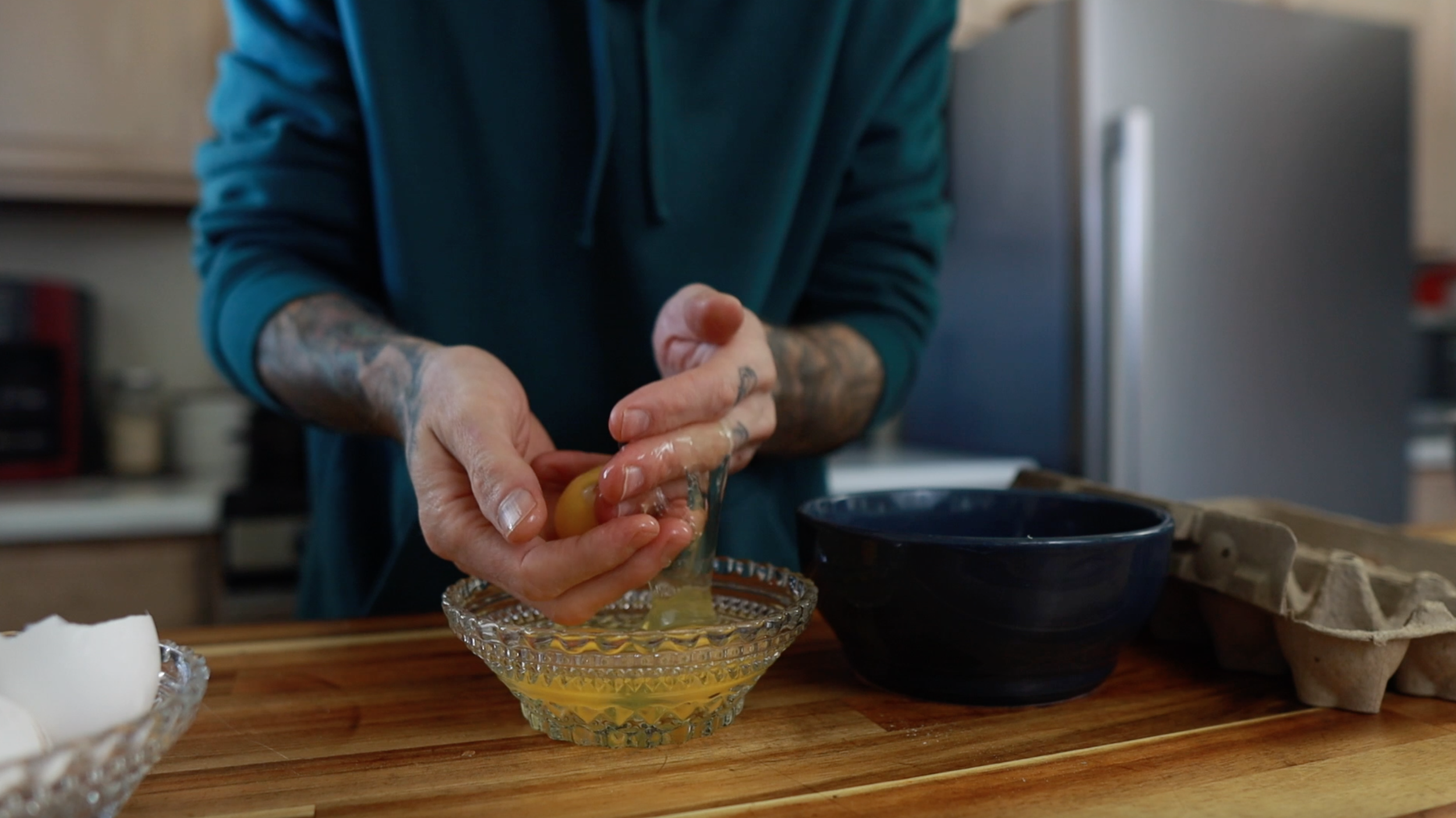 separating egg yolks from the whites.