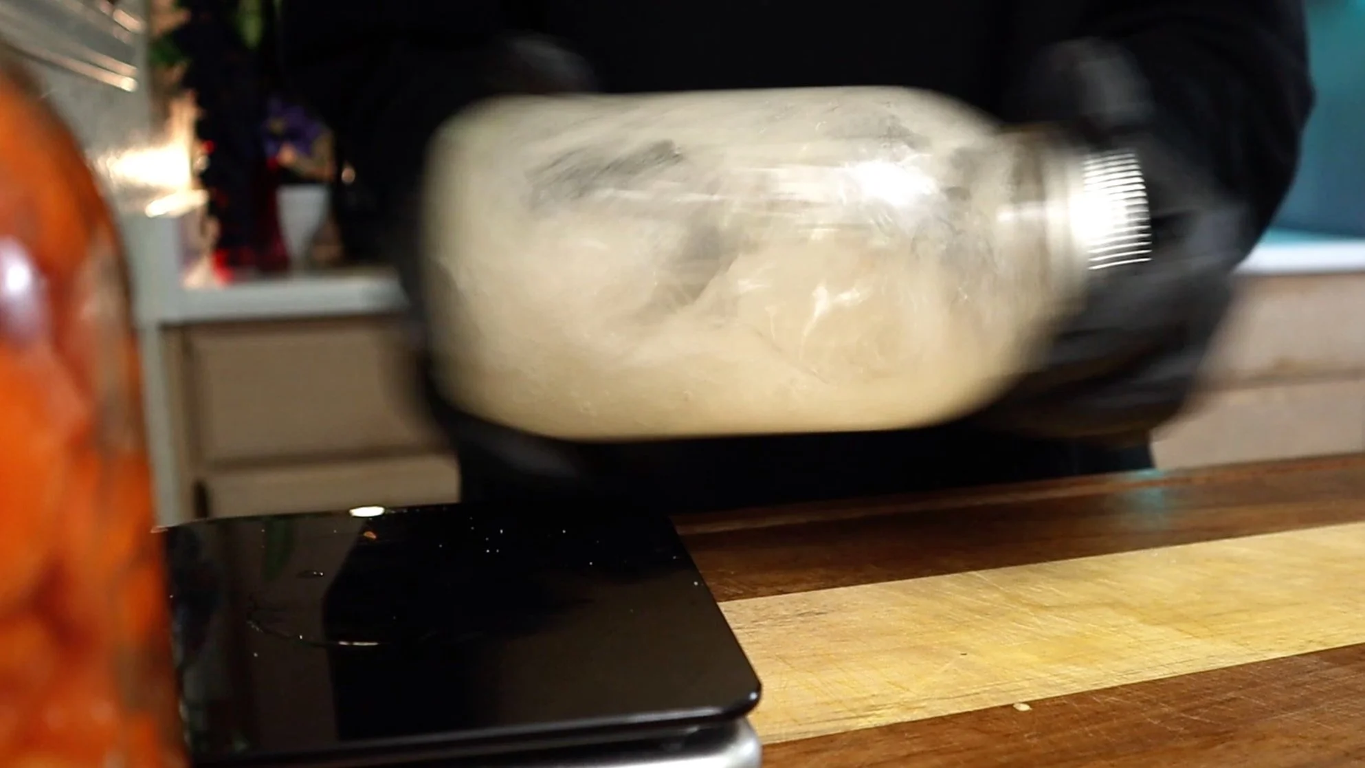 shake water with the salt to dissolve