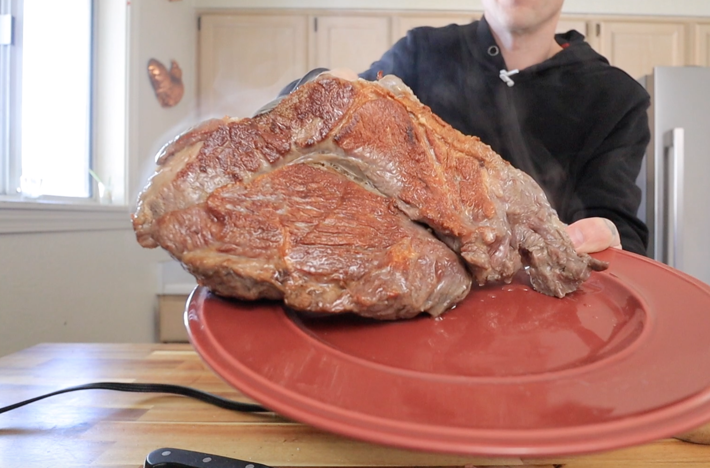 searing the meat for pot roast.