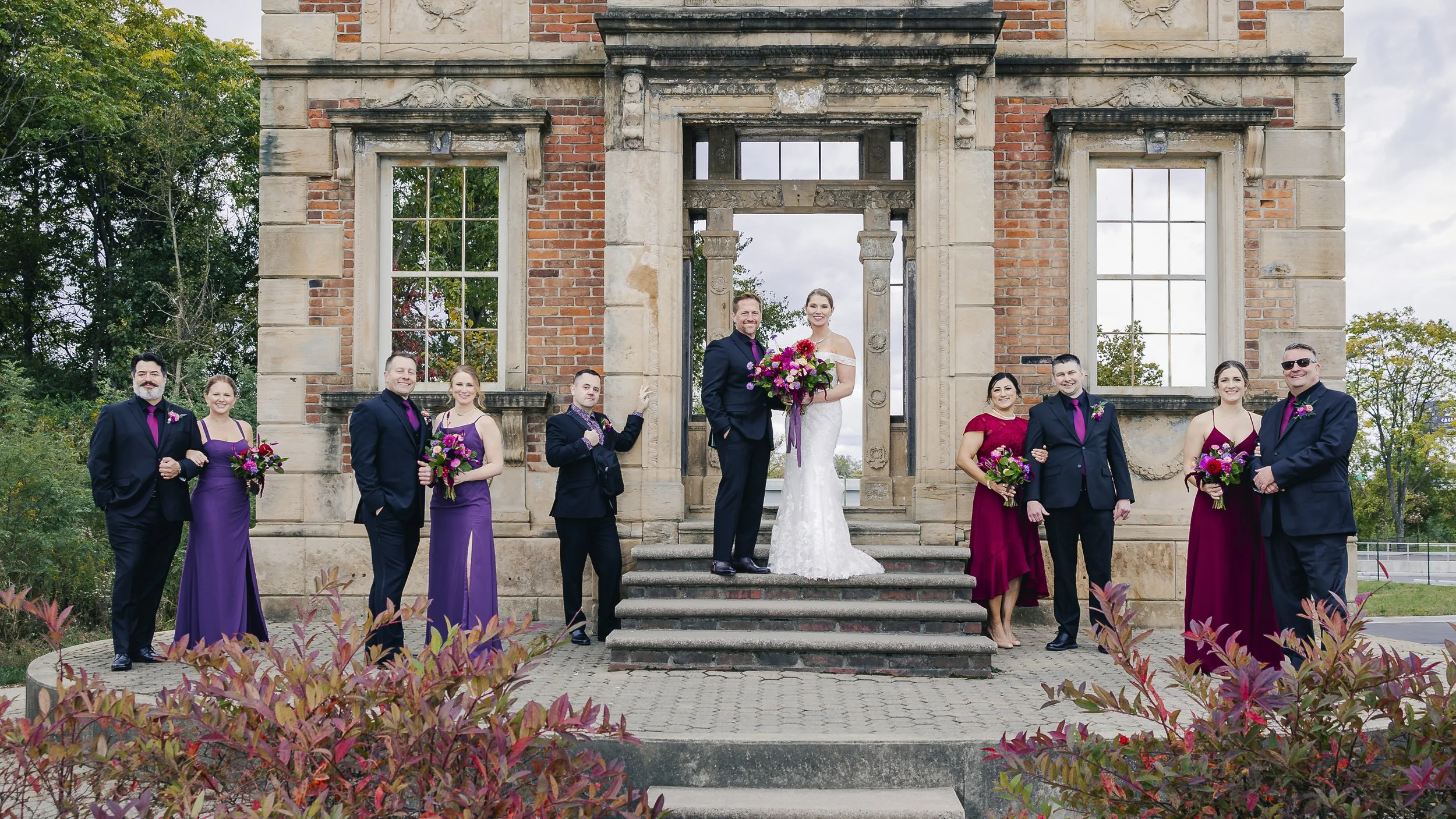 Bridal party during a micro wedding ceremony in Asheville, NC