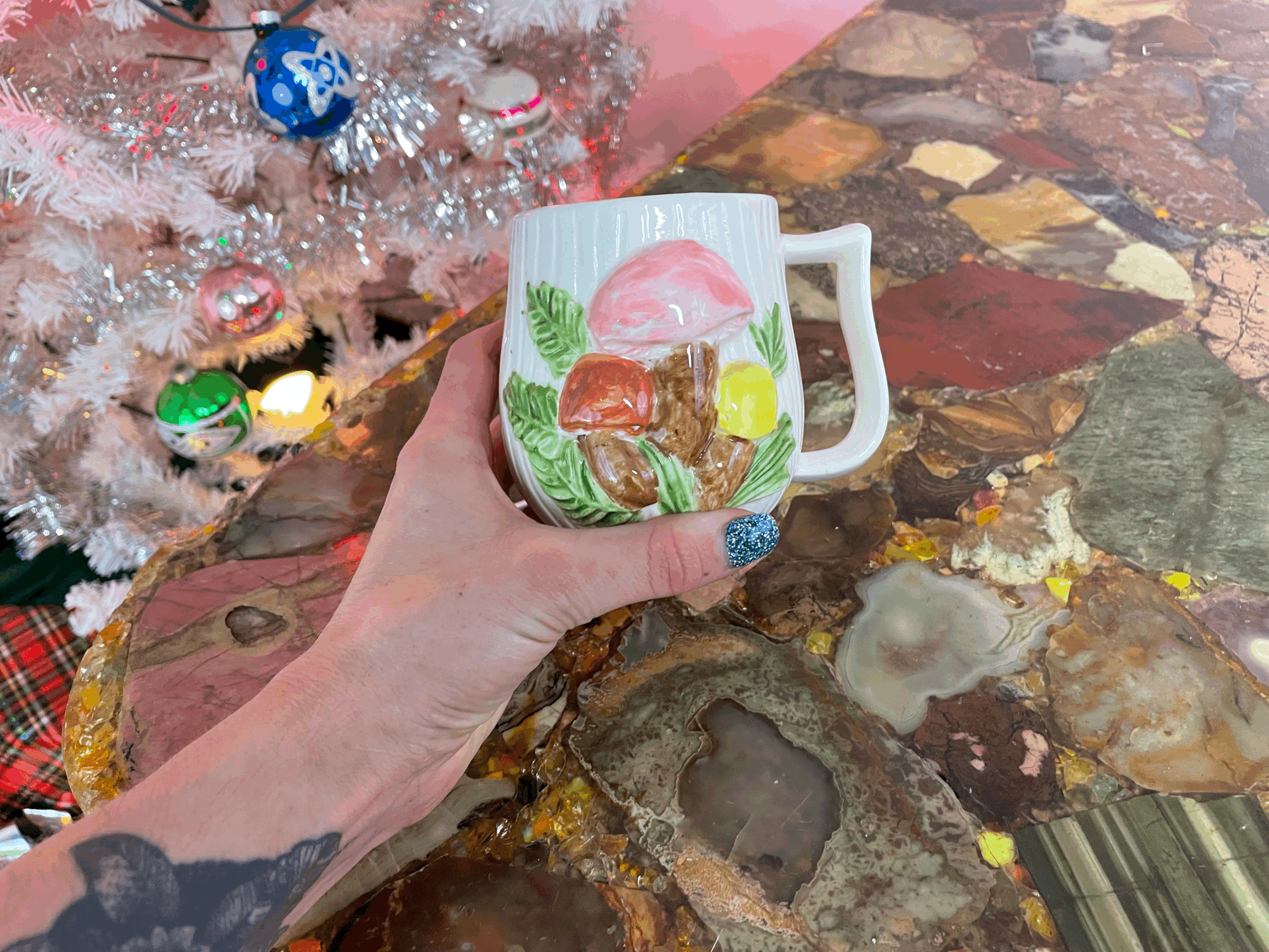 Hand painted ceramic Mushroom mug