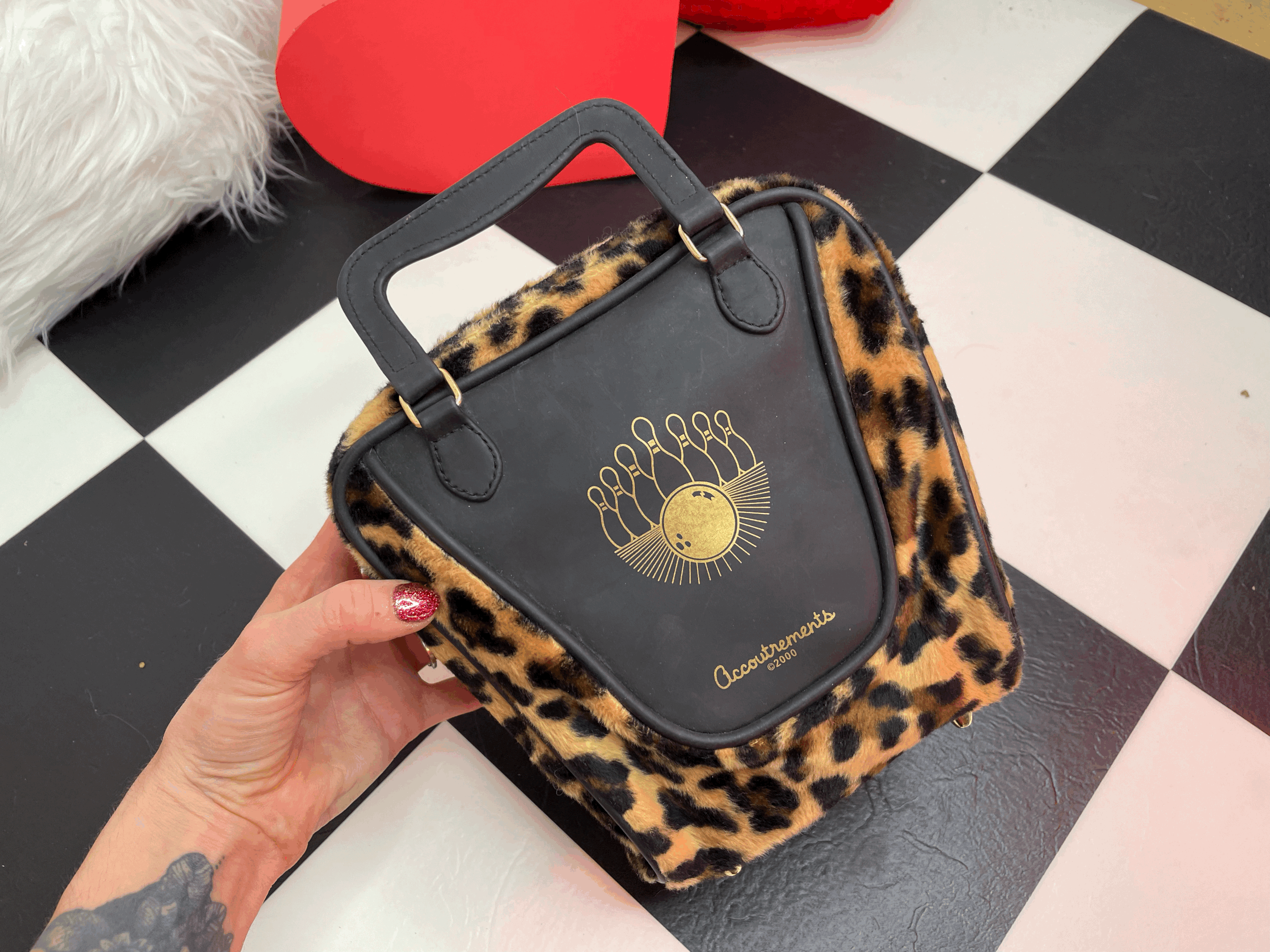 Mini Leopard print Bowling bag Hand purse
