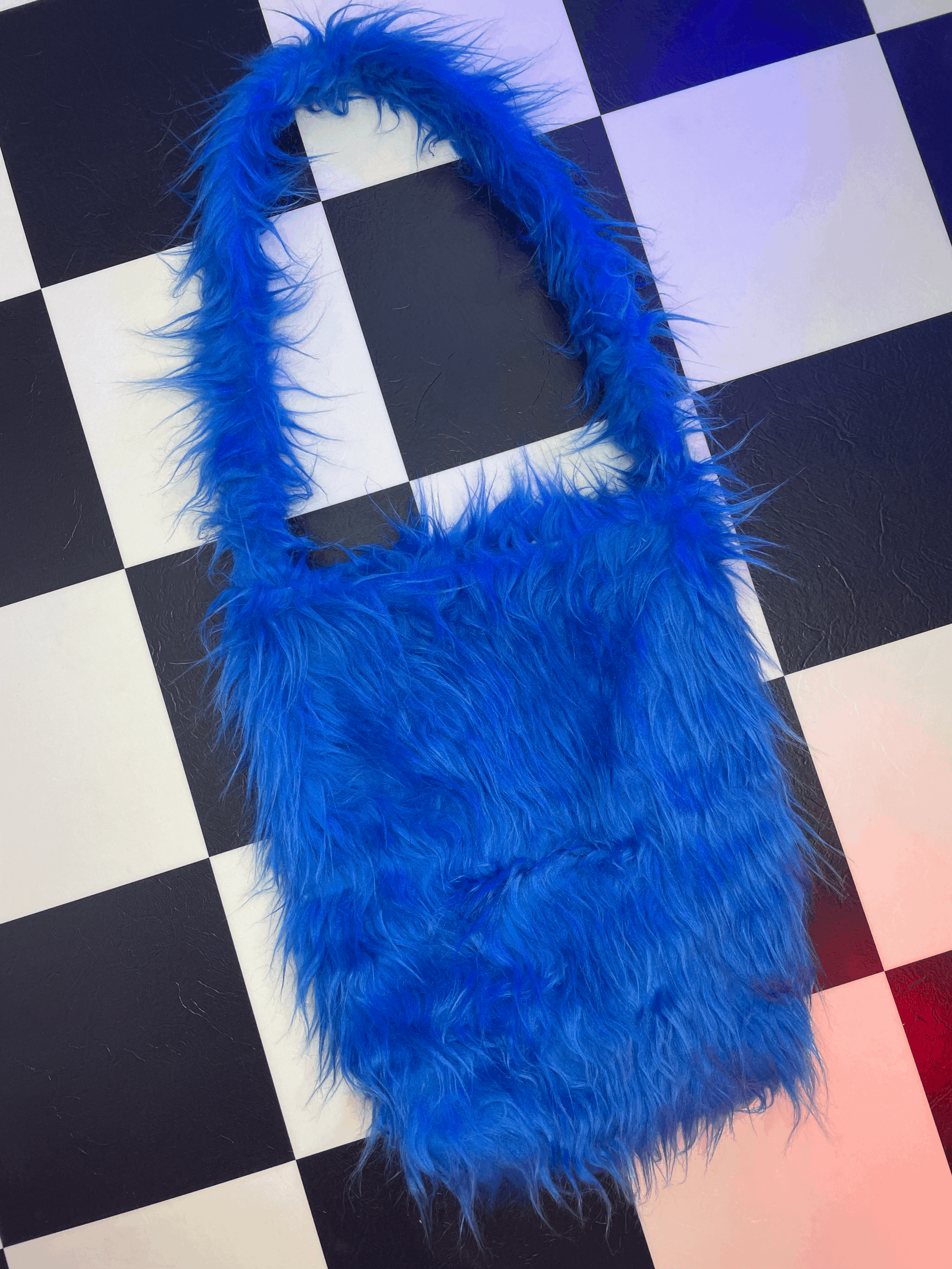 ELECTRIC BLUE SHAG SHOULDER BAG