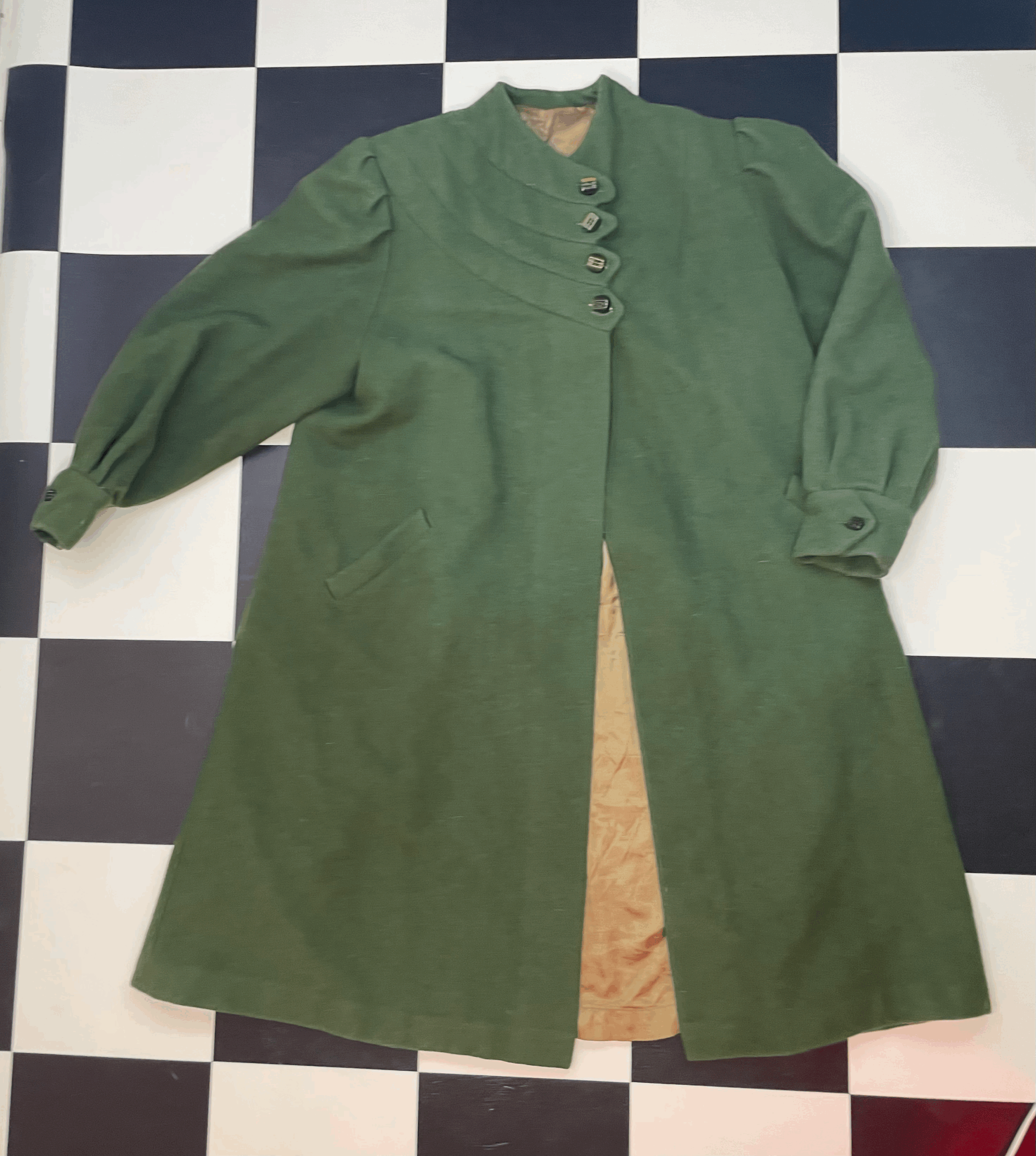 1980's Wool Green Long Jacket
