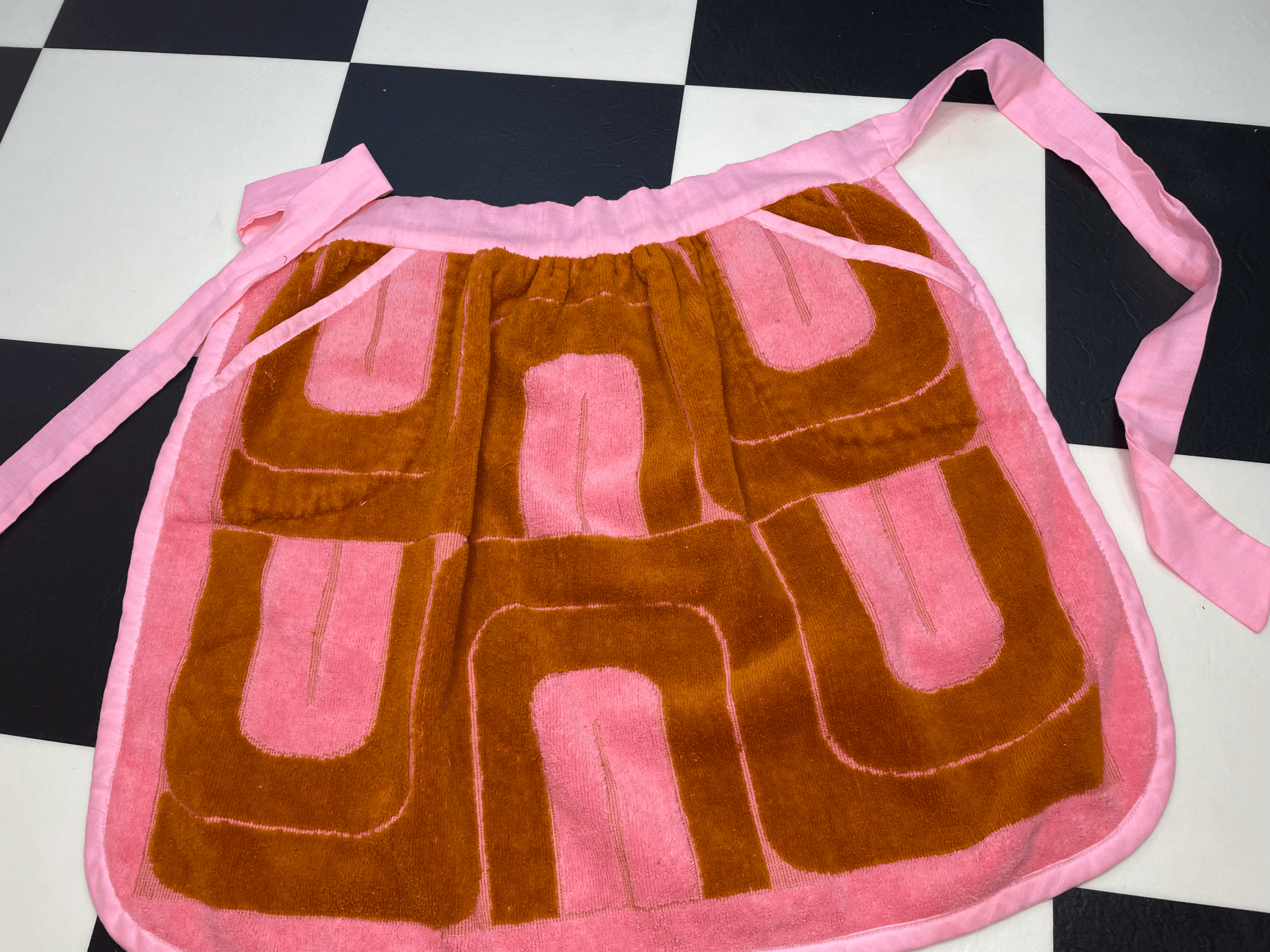 Handmade Pink and Brown Apron