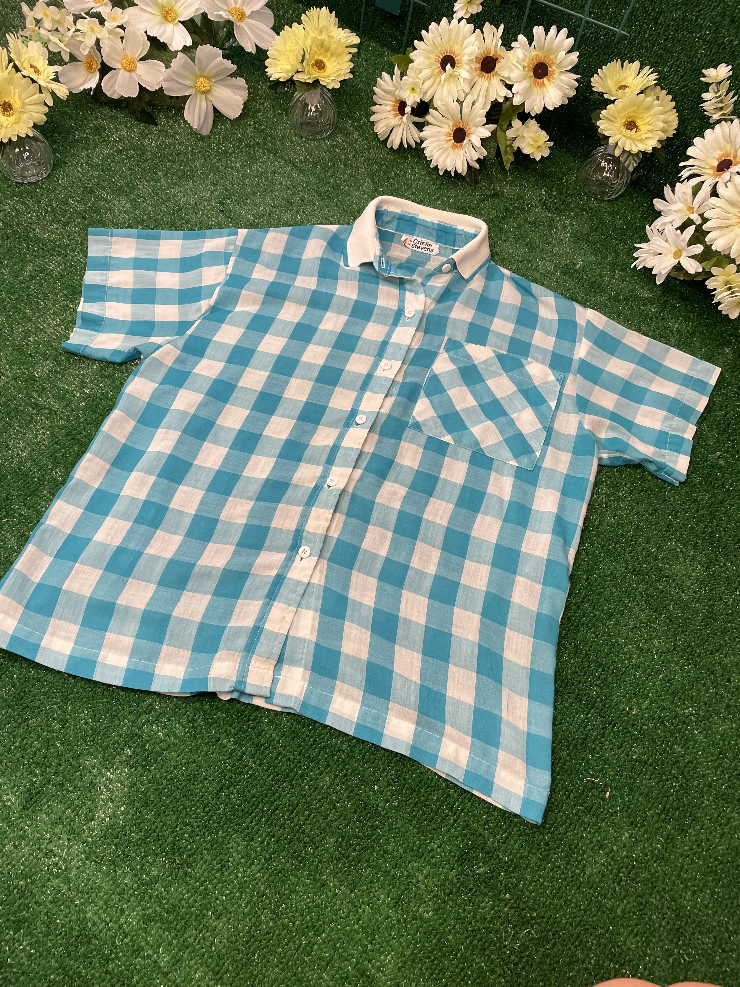 Translucent blue & white 1960’s button down collared Shirt