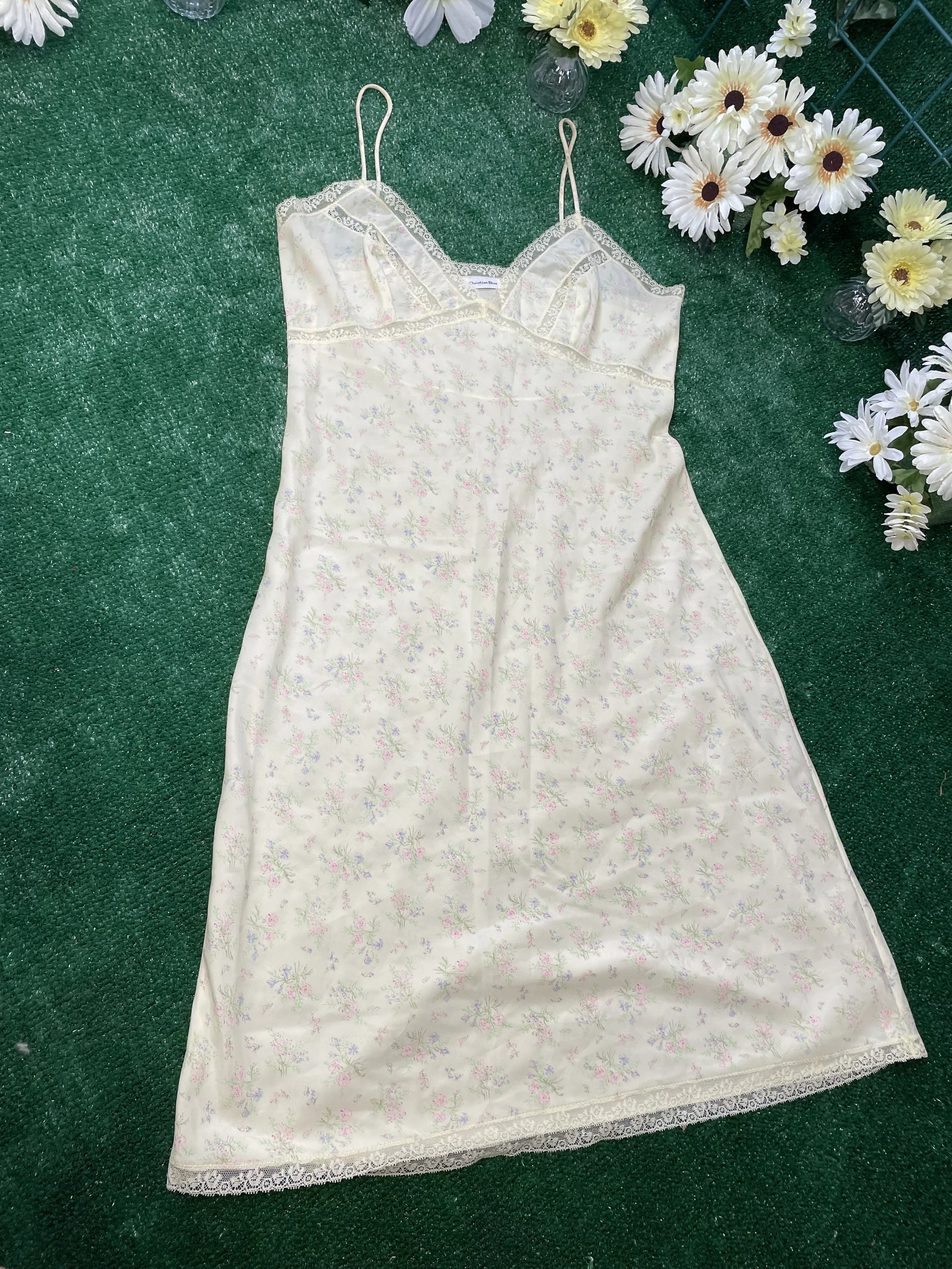 1990’s Christian Dior yellow flower slip
