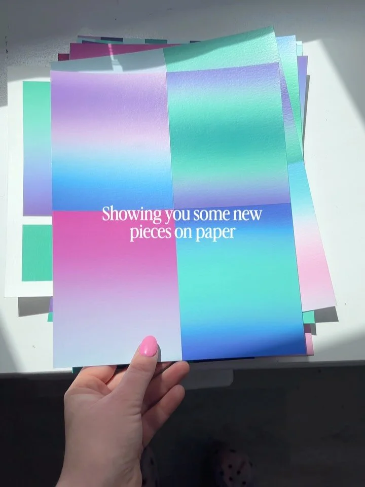 Just popped a bunch of new little studies on paper online 🧚🏼&zwj;♀️ 
Some gradient studies, some colour palette studies - just little ideas that I can test out quickly and have fun with - and use up little bits of paint leftover from other pieces w
