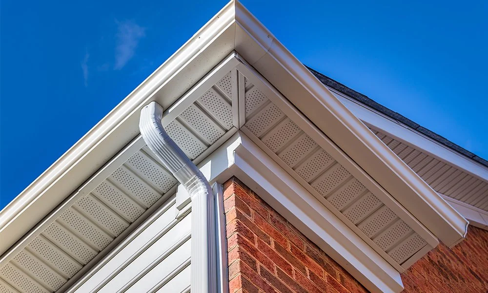 Fascia soffit gutters and downspouts professionally painted maybe in Topeka Eudora or Lawrence Kansas