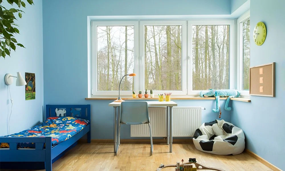 Image of a childrens bedroom with windows professionally painted Topeka Kansas Eudora Lawrence painting