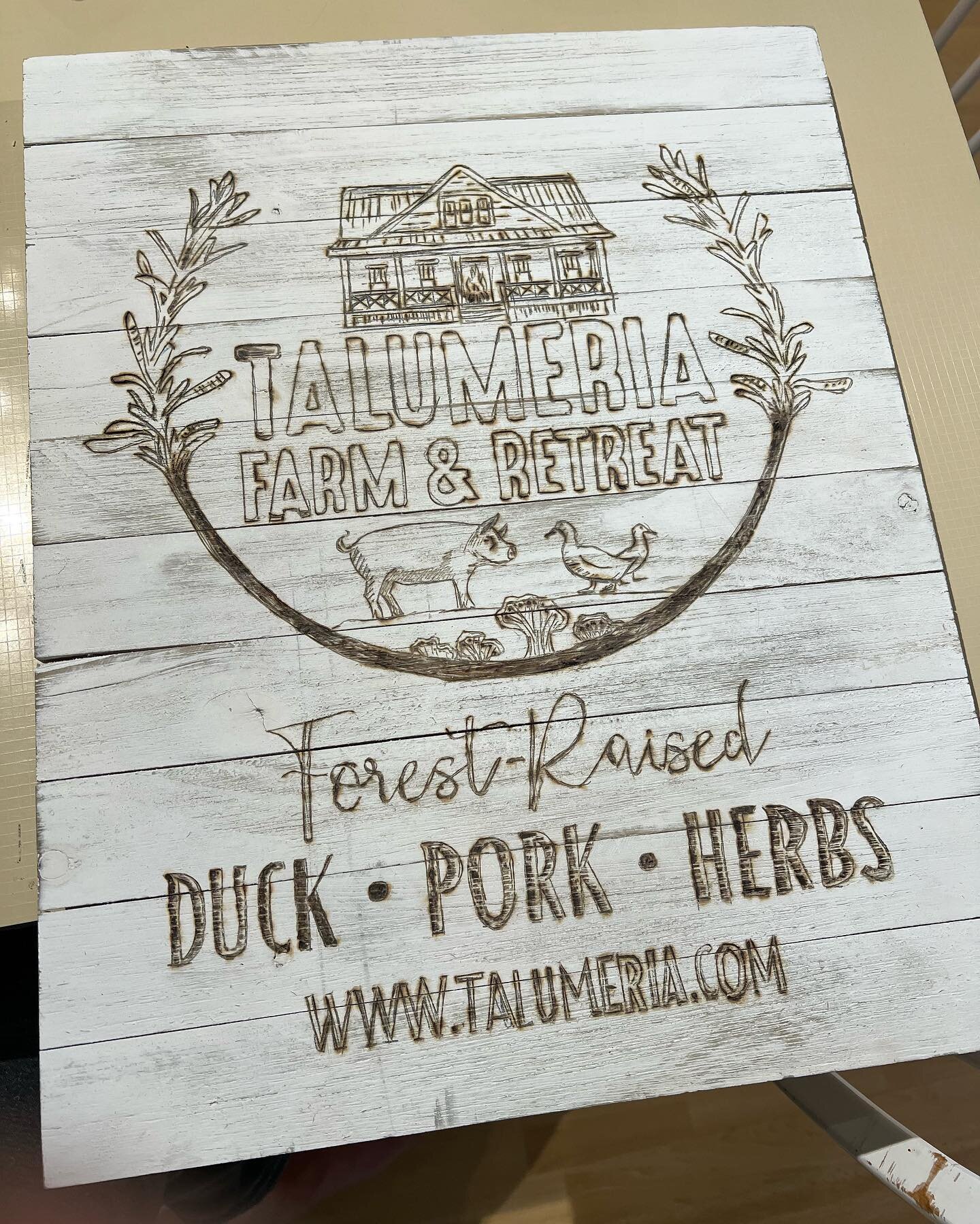 First attempt at pyrography to make a temp farmers market sign for Luke.