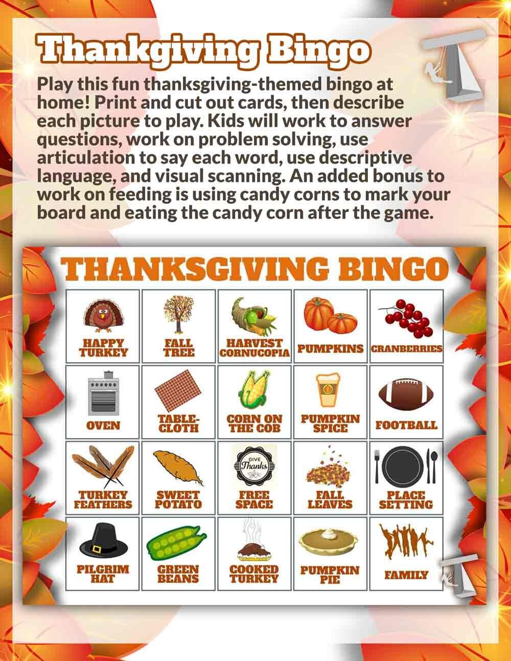 thanksgiving football bingo