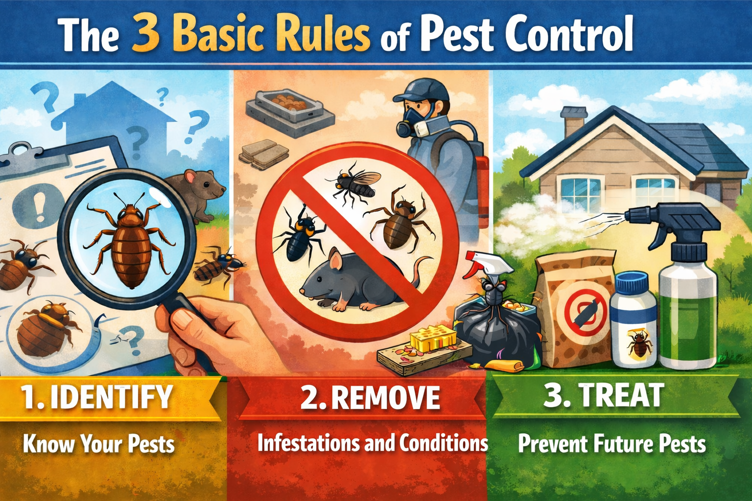 The 3 Basic Rules of Pest Control: Identify, Eliminate, and Treat