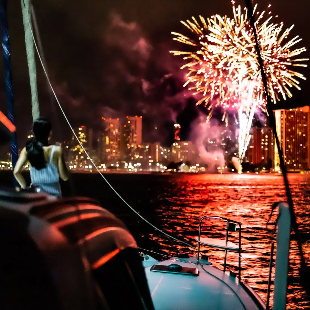 Friday fireworks catamaran cruise Waikiki Oahu
