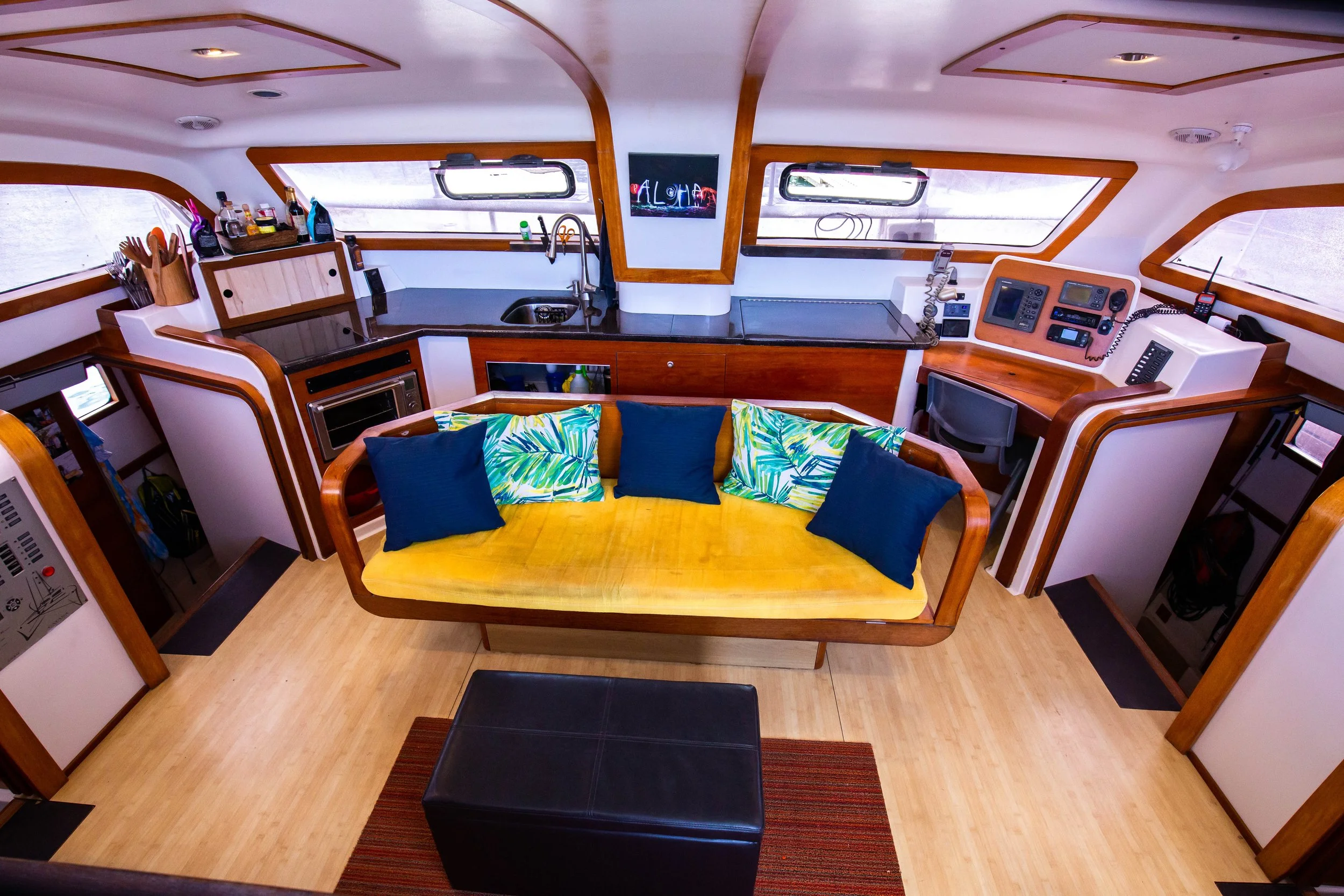 Inside seating in the saloon on Pau Hana