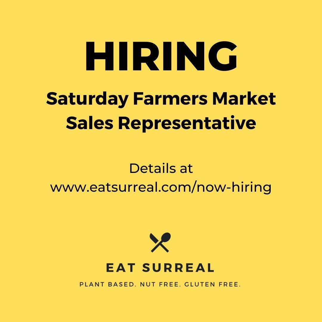 Please share! Retired and looking for an occasional fun job? Home from college for the summer? Love farmers markets and love extra money? Send us a 1 to 2-minute video introducing yourself and why you want to work the farmers market for Eat Surreal.