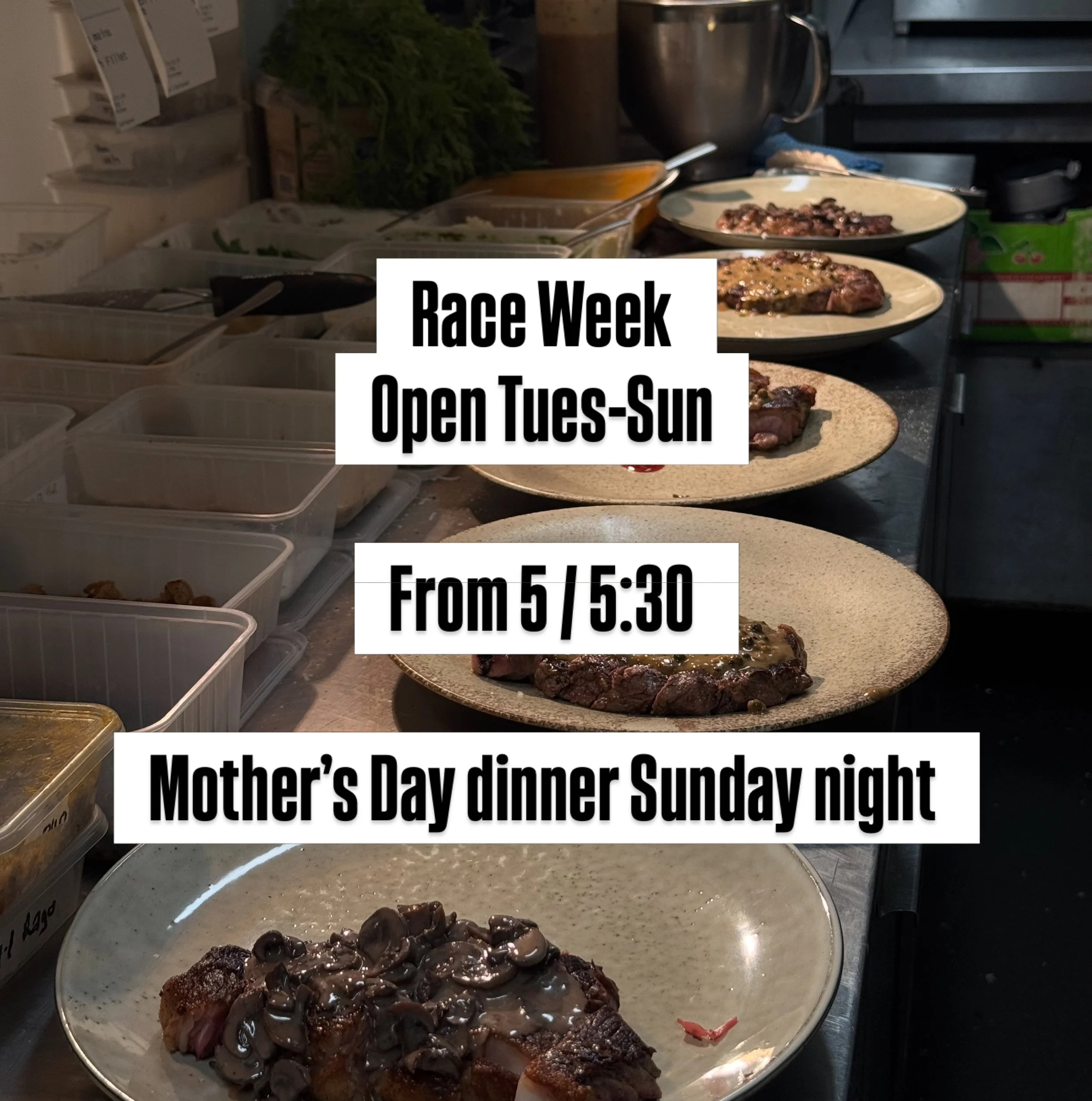We hope to see you this week in the restaurant! It&rsquo;s our first May Race night open to public for a couple of years!! Excited to see you all. 

PS open Mother&rsquo;s Day for dinner !