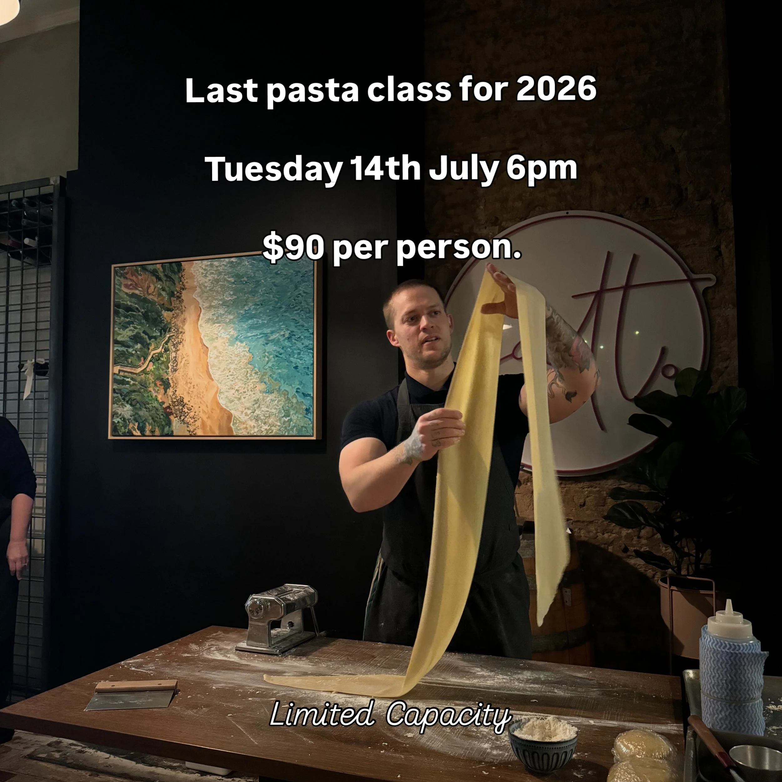 We&rsquo;ve cracked and we will offer 1 more pasta class to the public for 2026. Tuesday 14th of July. These spots will go quick!! Message us for the link today!