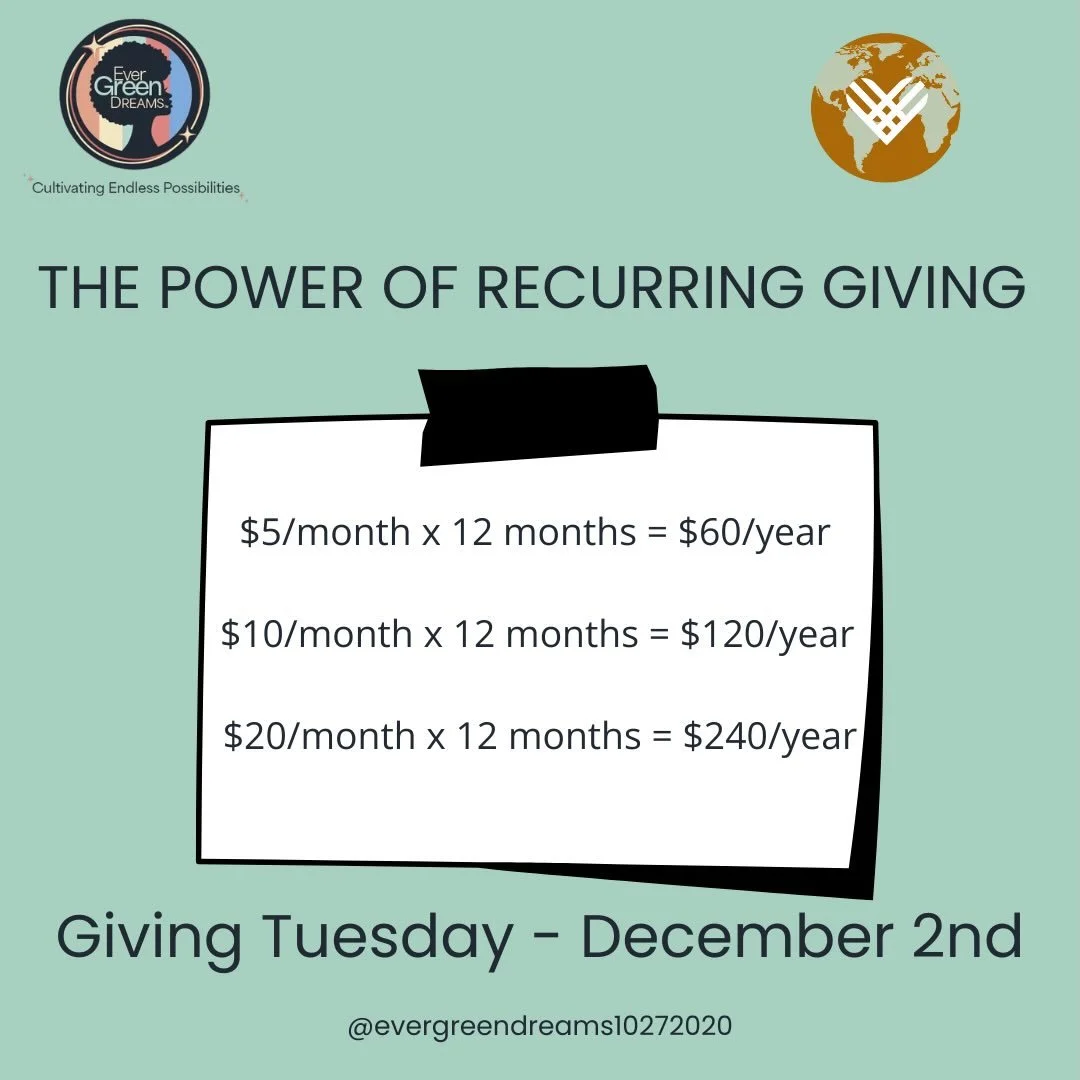 Repost from @evergreendreams10272020 

HERE&rsquo;S WHY RECURRING GIVING MATTERS

For you: It&rsquo;s easier on your budget. $10/month is way more manageable than $120 all at once.

For us: It&rsquo;s predictable. We can plan ahead, budget smarter,