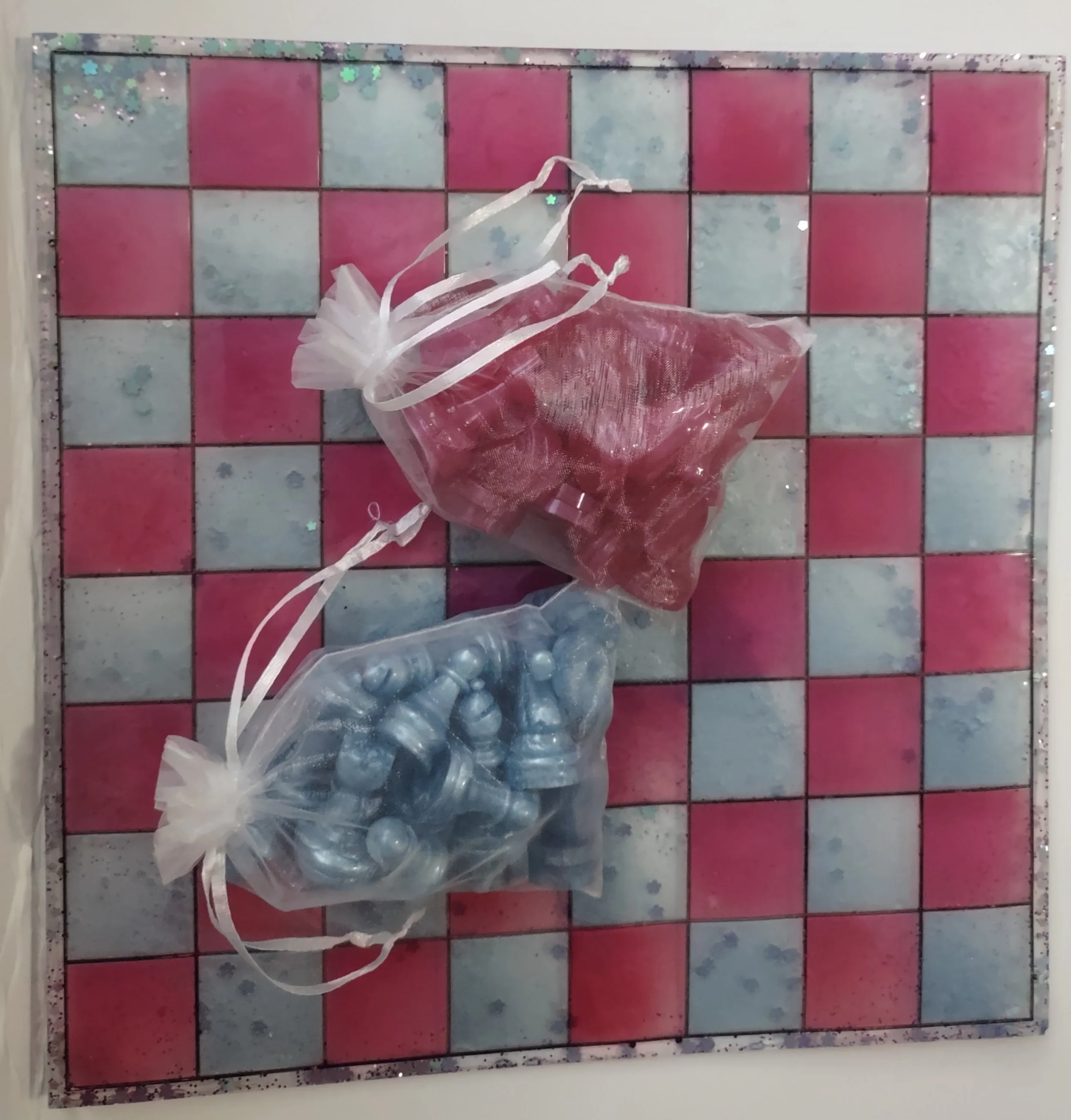 Handcrafted Epoxy Chess and Checker Board