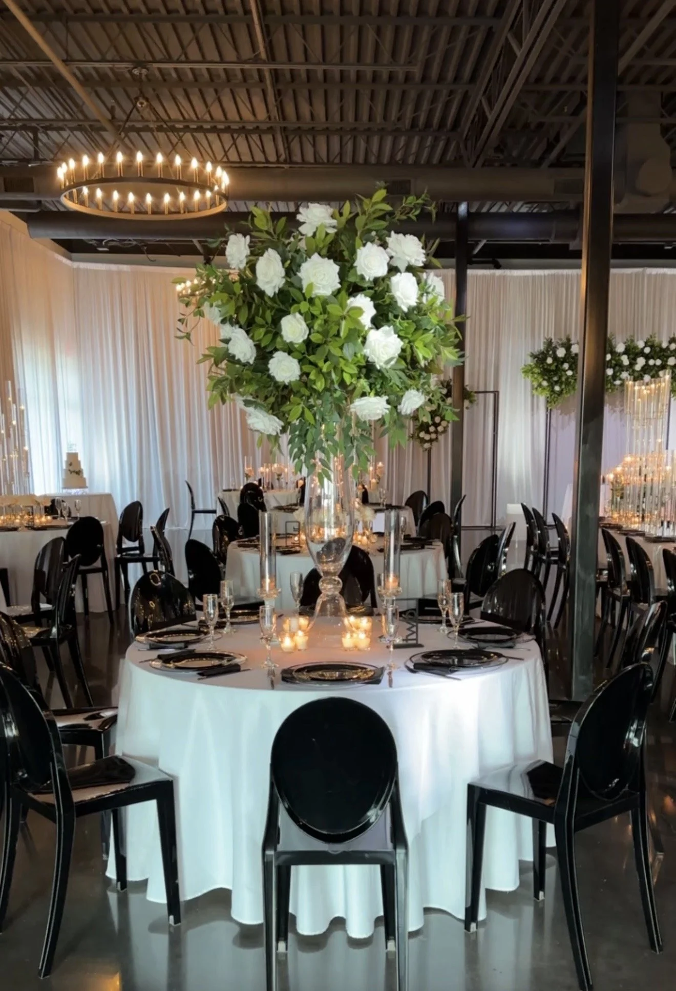 White & Heavy Greenery Centerpiece