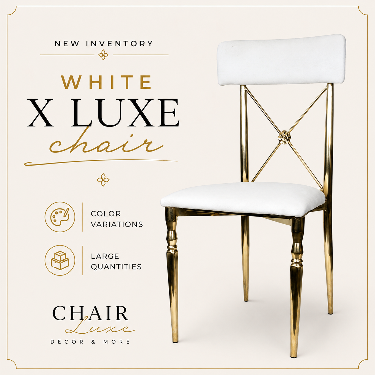 X'Luxe Dining Chair - White & Gold