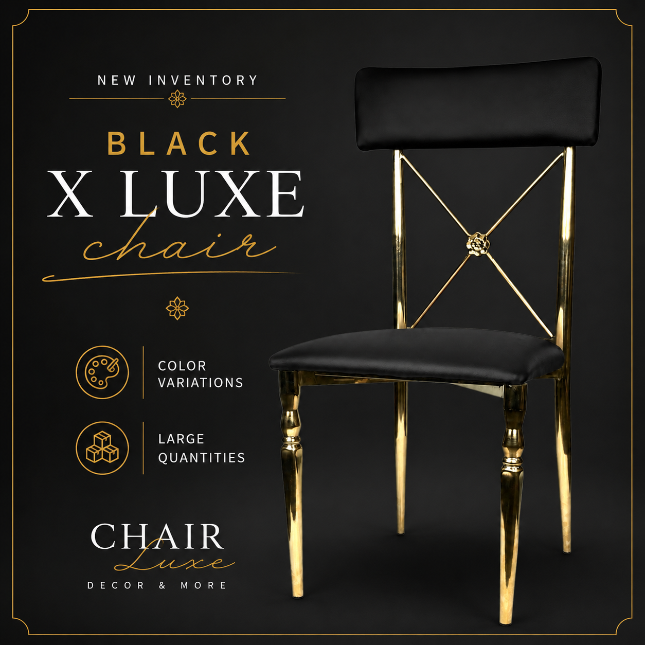X'Luxe Dining Chair - Black & Gold