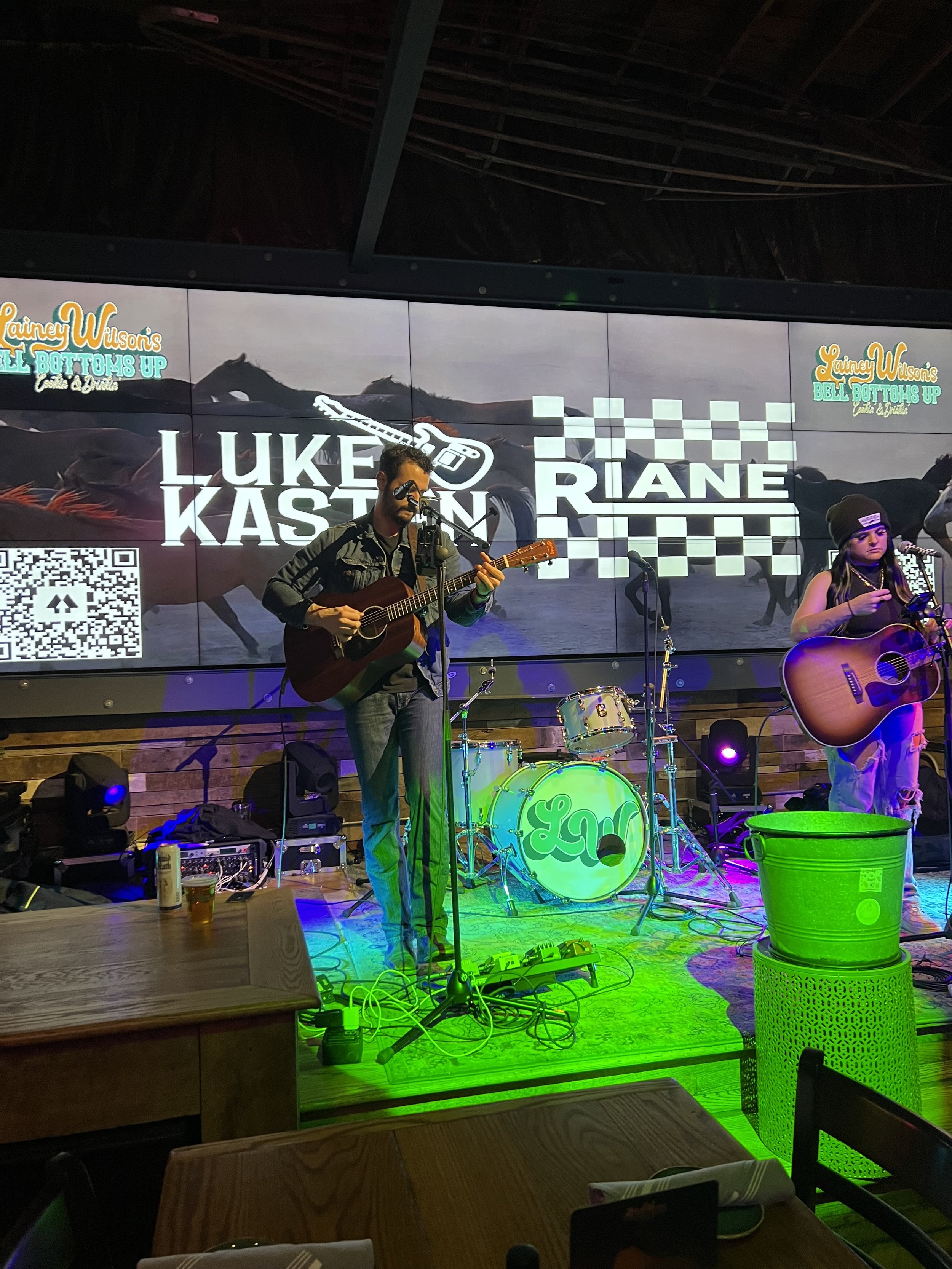Luke with RIANE at Lainey Wilson's Bell Bottoms Up Bar